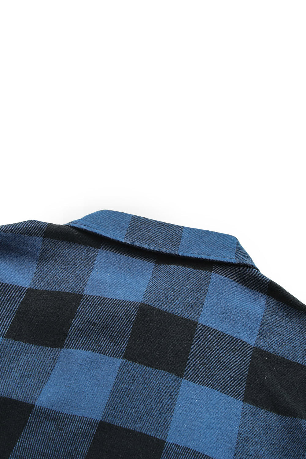 Black Turn-down Collar Plaid Shirt Coat eAura