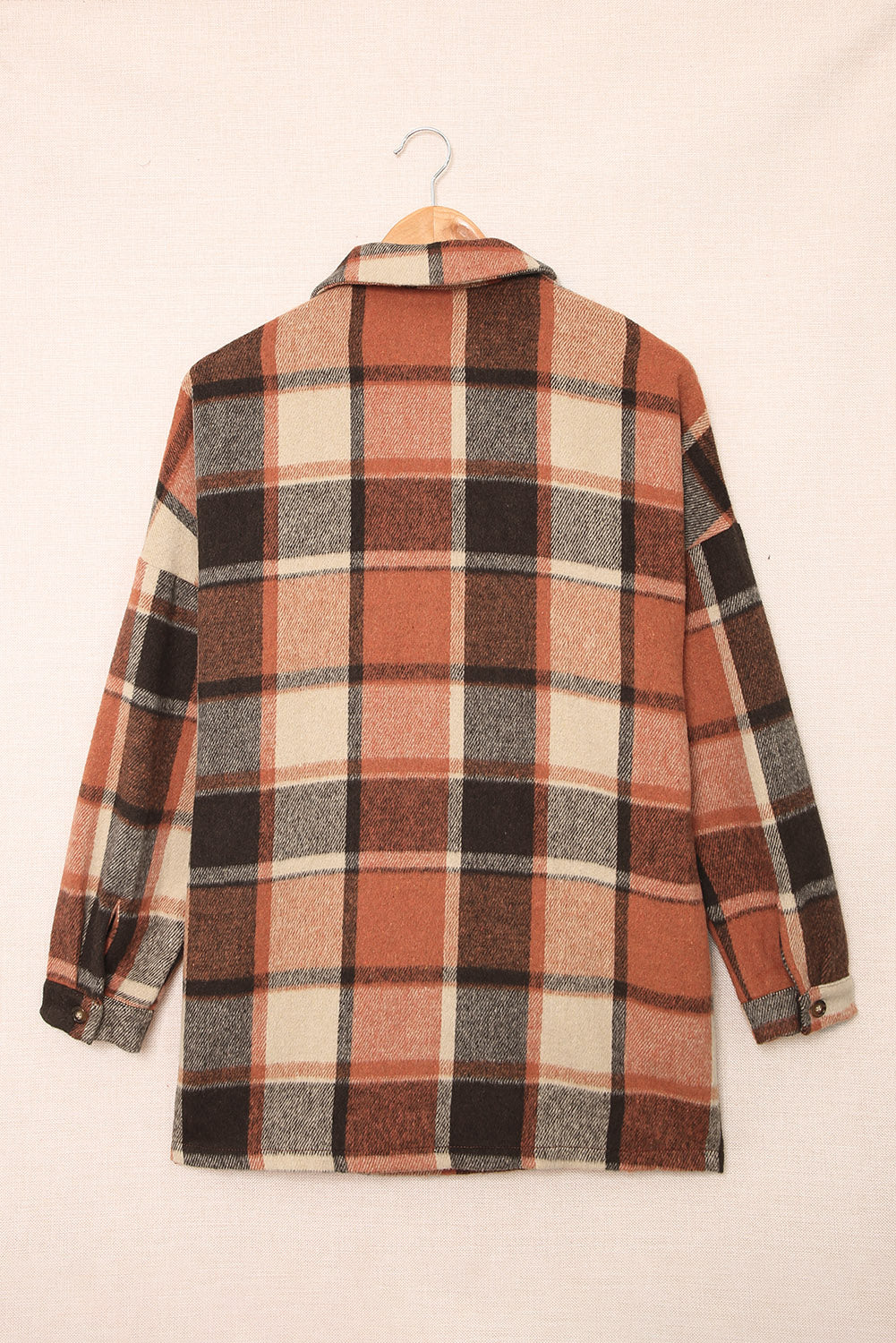 Plaid Print Buttoned Shirt Jacket Beagle Boutique Fashion Outlet
