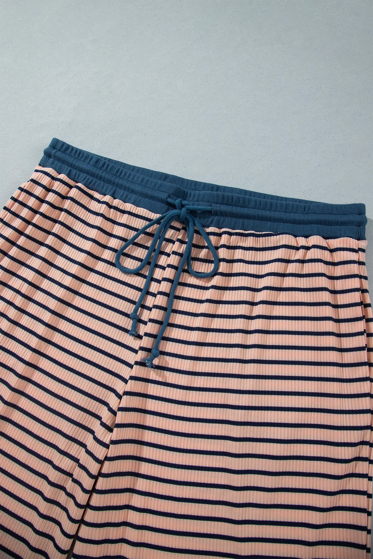 Striped Colourblock V Neck Long Sleeve Plus Size Set – Pink Stripe