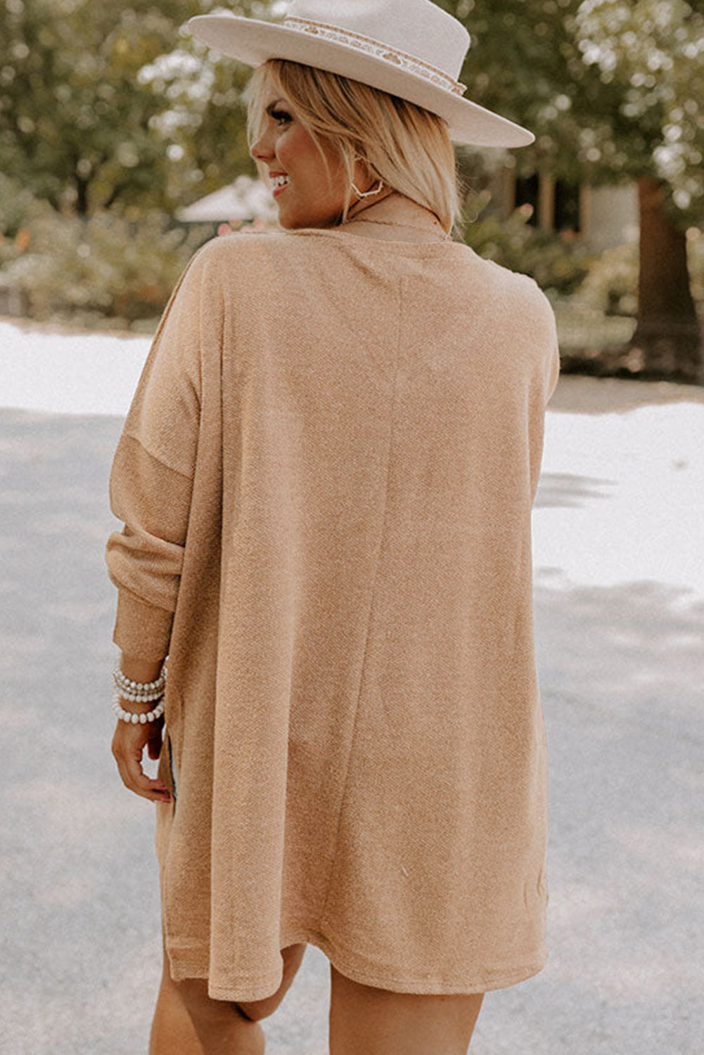 Plus Size Drop Shoulder Knit Tunic Top - eAura