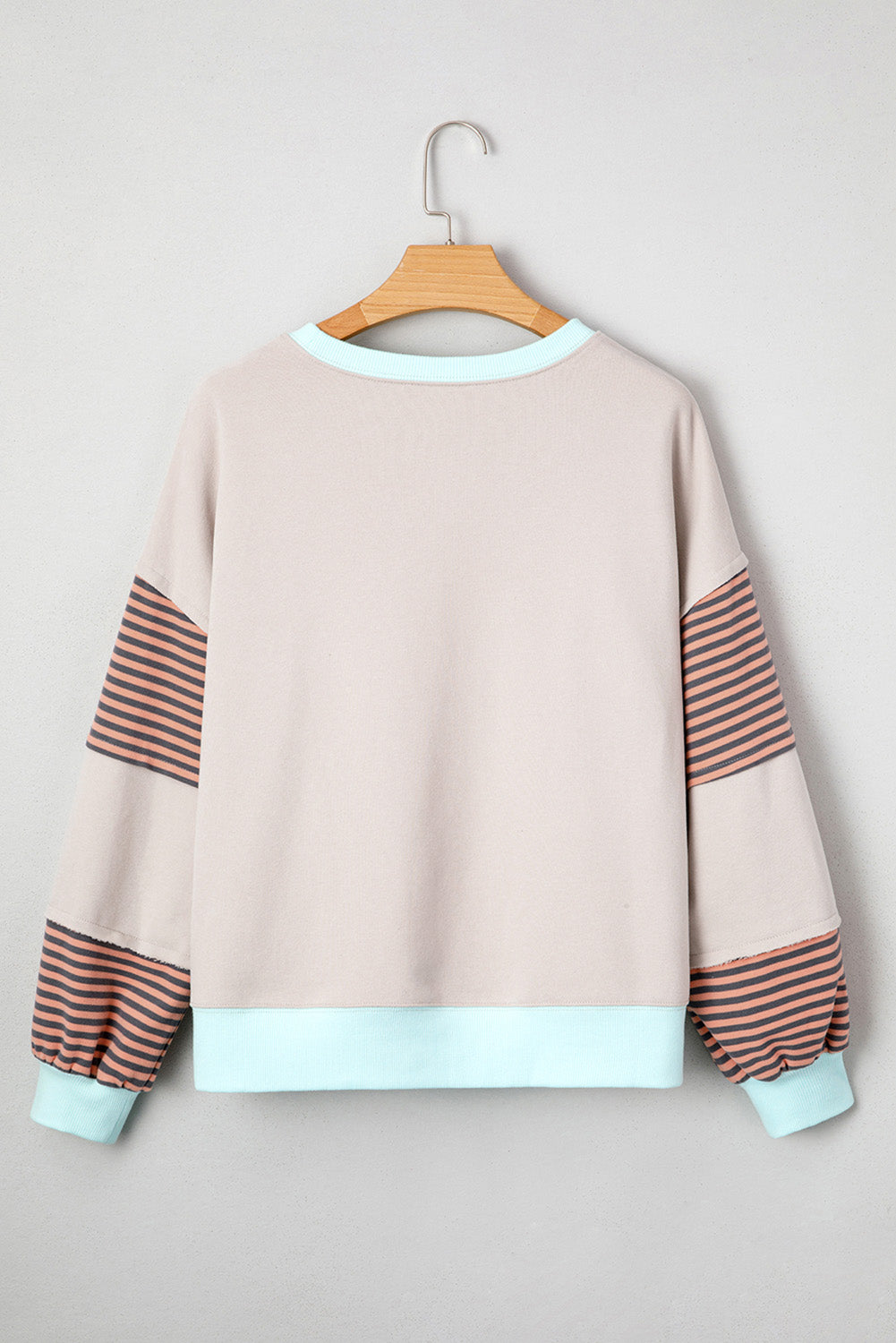 Striped Patchwork Drop Shoulder Sweatshirt - eAura