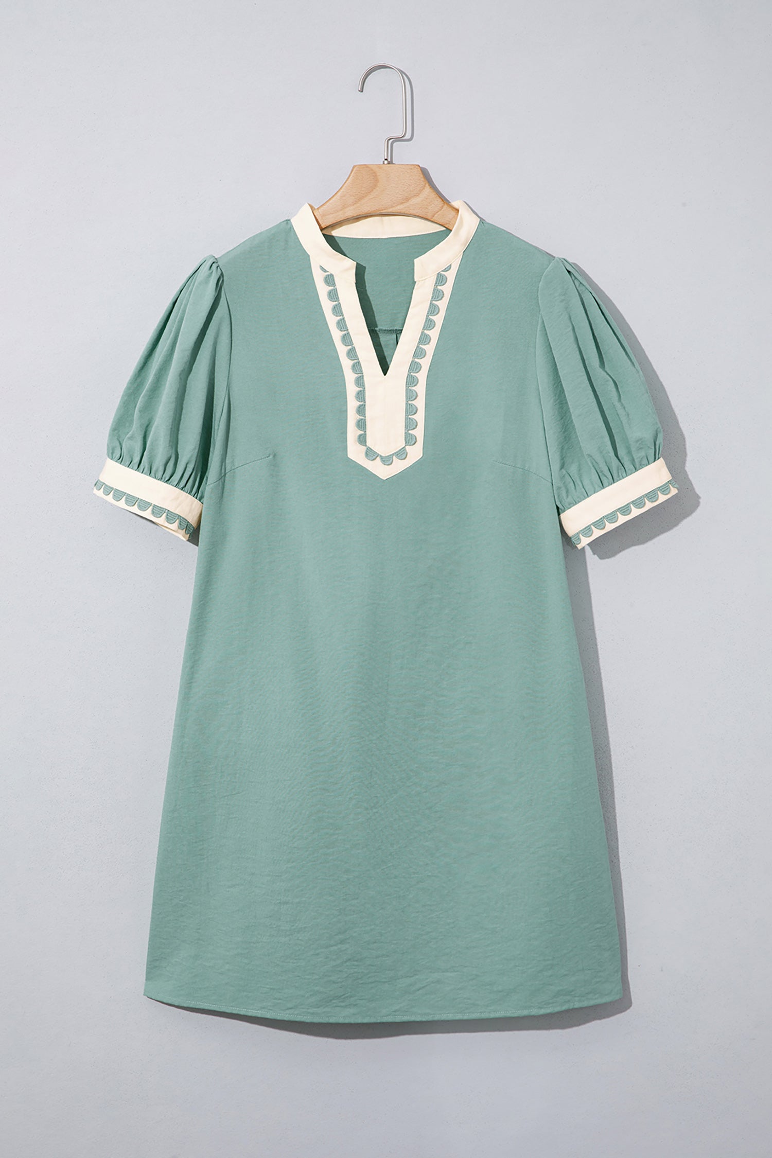 Scallop Color Block Trim Puff Sleeve Mini Dress – Canton