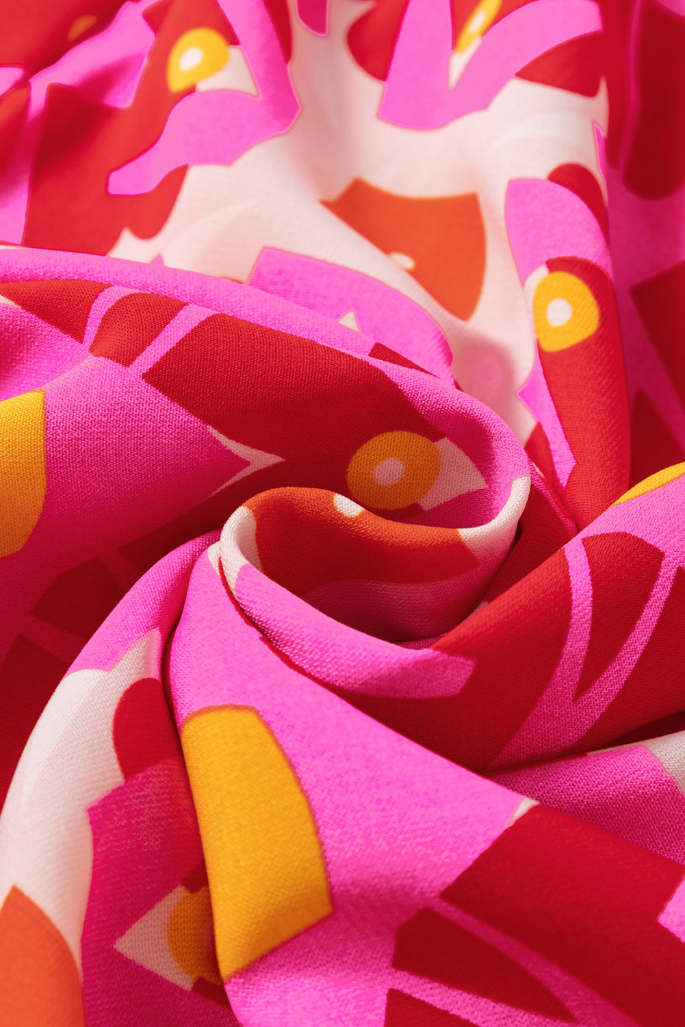 Strawberry Pink Geo Print V-neck Maxi Dress eAura