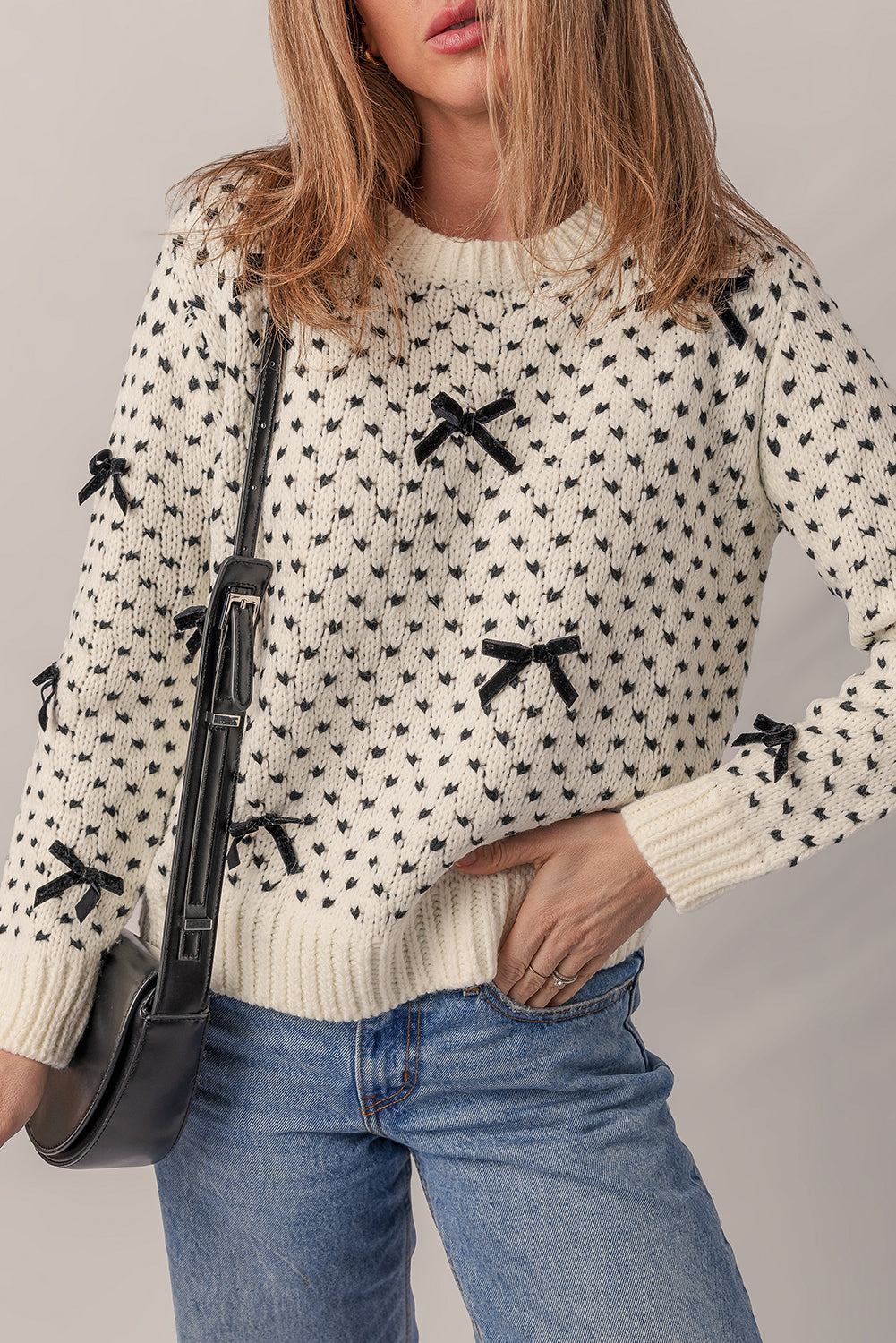 Bow Decor Ribbed Edge Sweater Dear-Lover Dropshipping