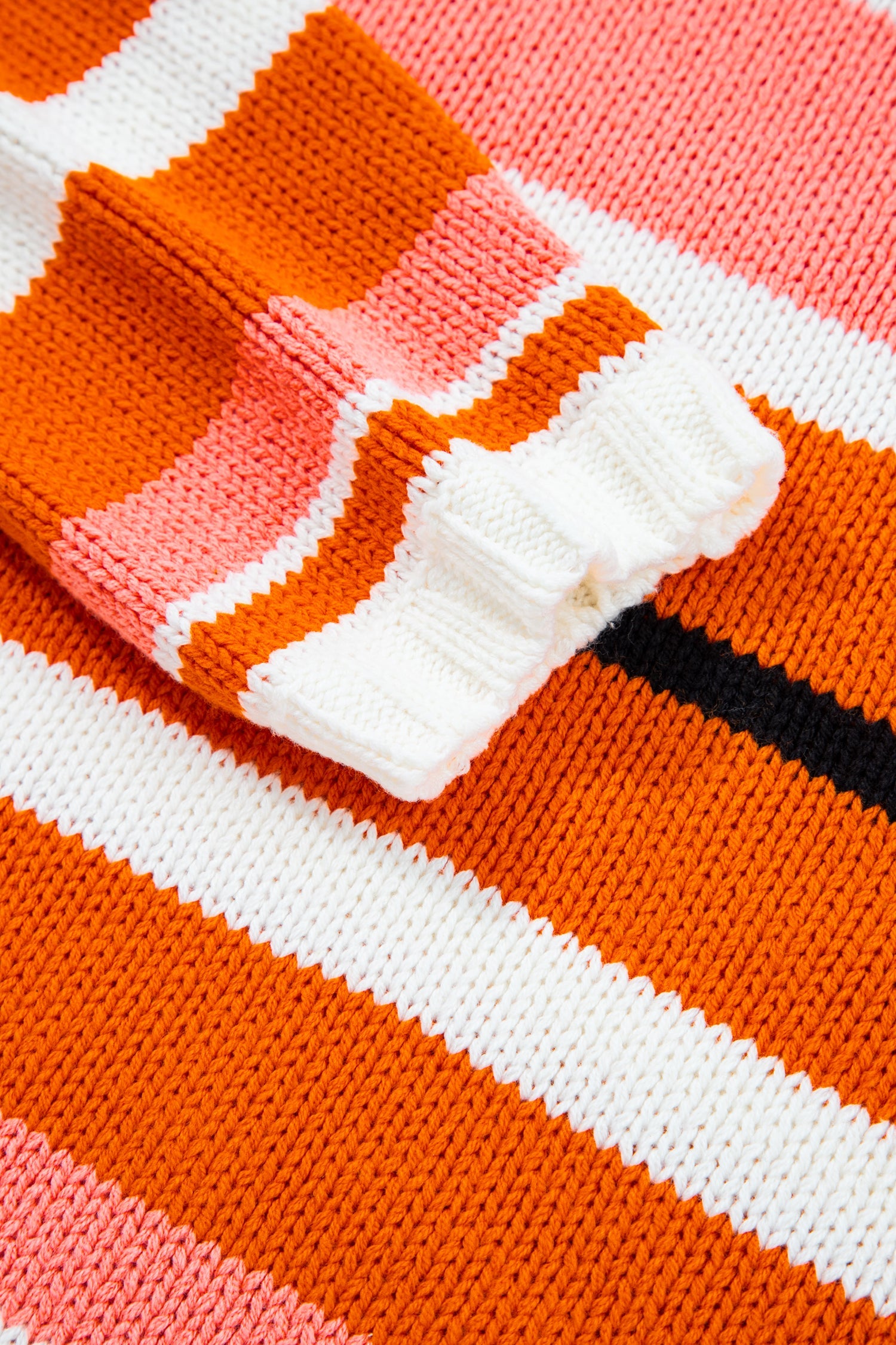 Orange Stripe Drop Shoulder Cropped Pullover Sweater - eAura