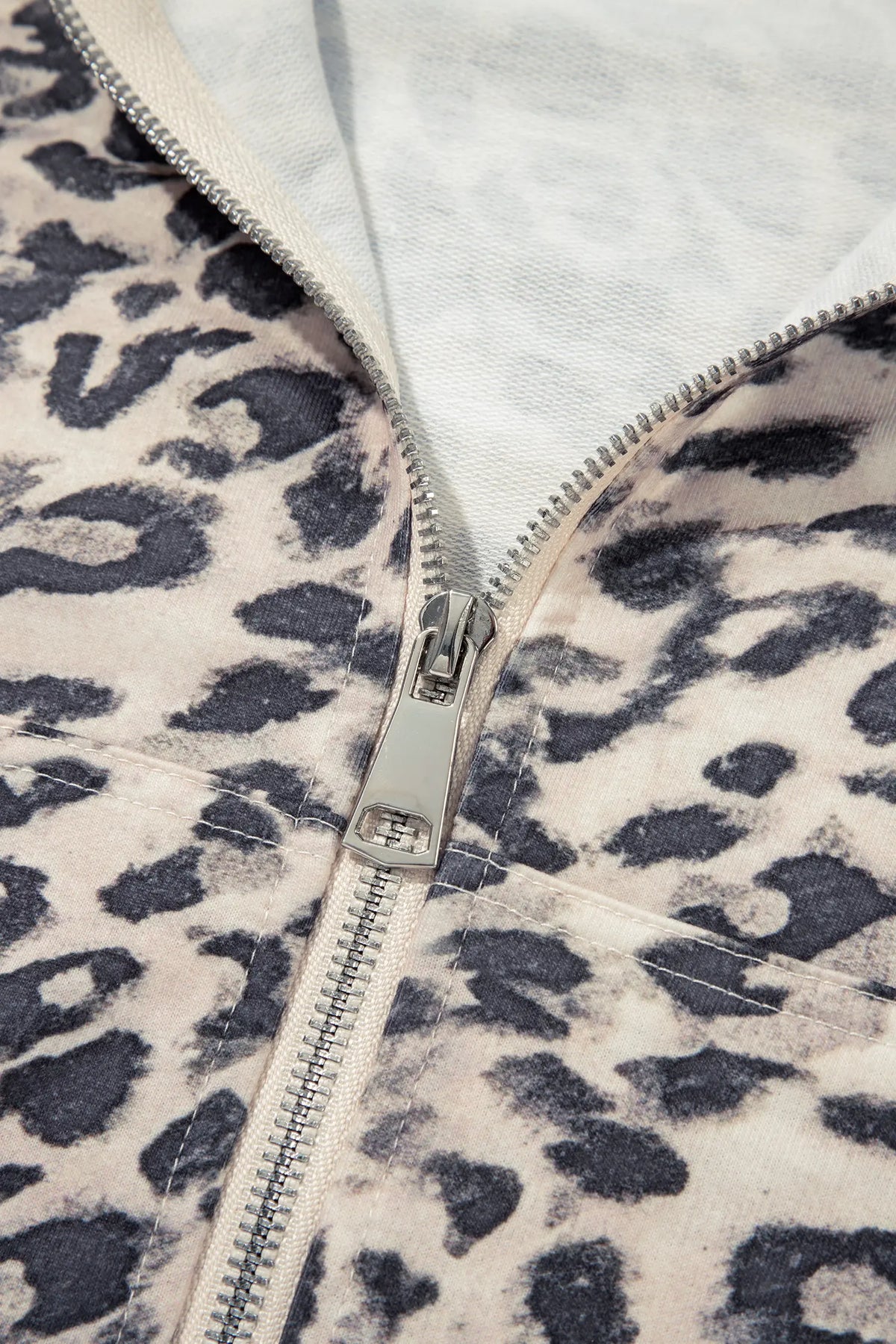 Leopard Zip-Up Hooded Drawstring Pant Set – Multicolour
