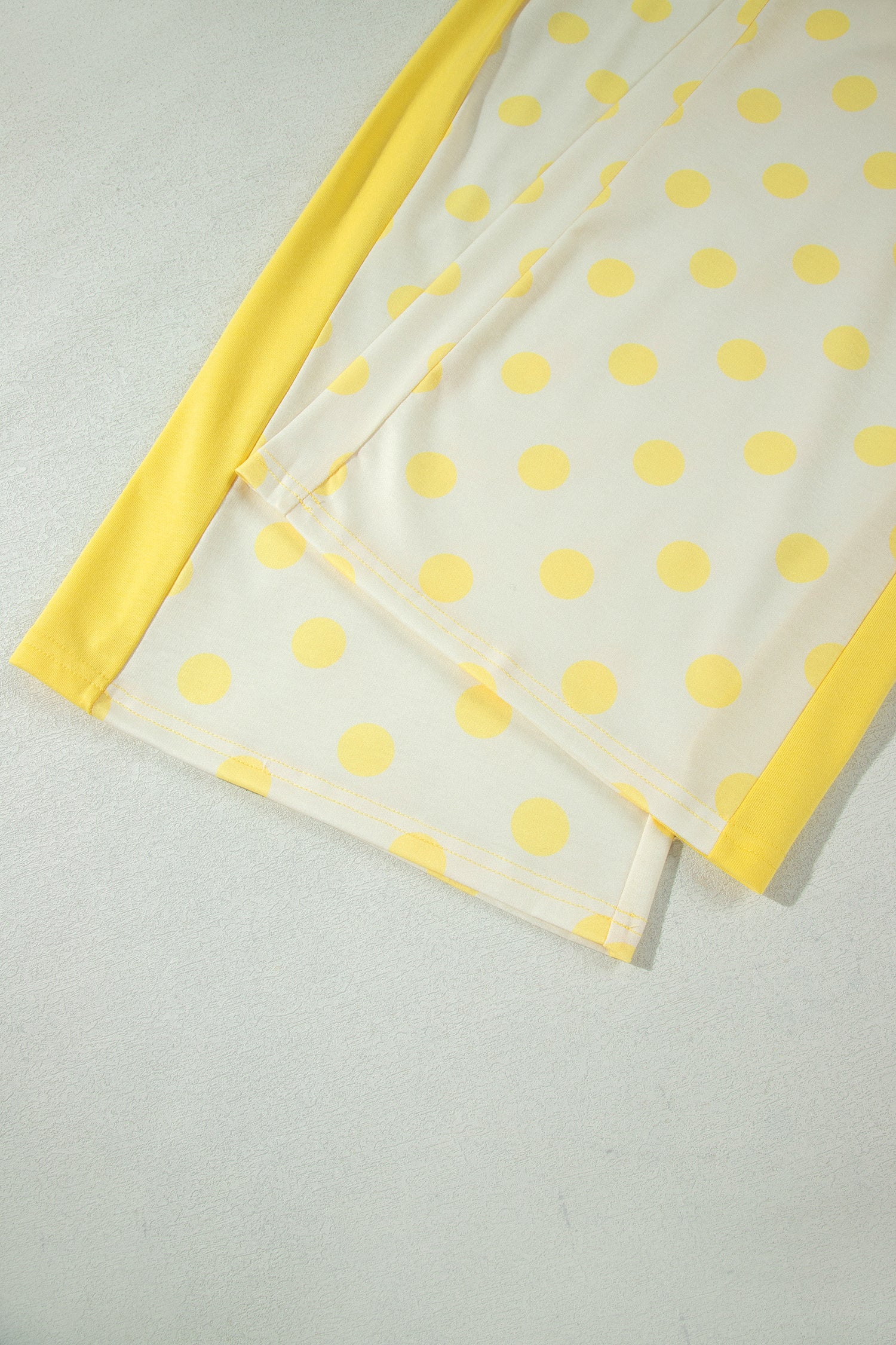 Color Block Patchwork Polka Dot Wide Leg Pant Set – Yellow