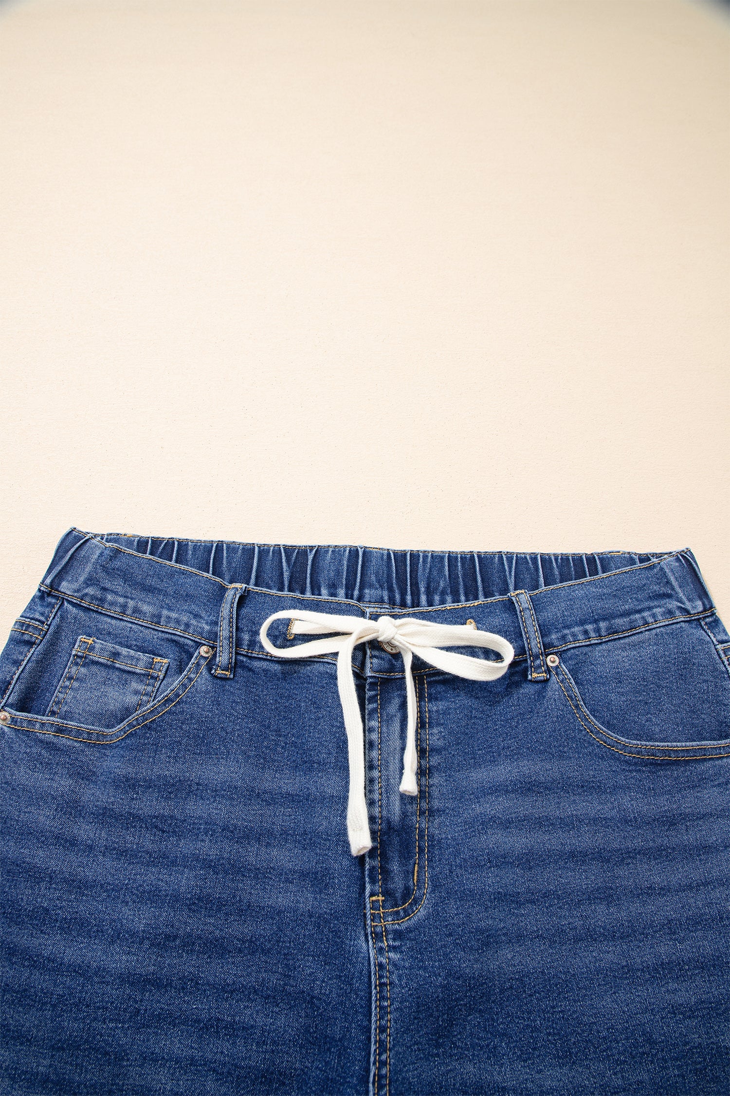 Acid Wash Contrast Lace-up Plus Size Jeans
