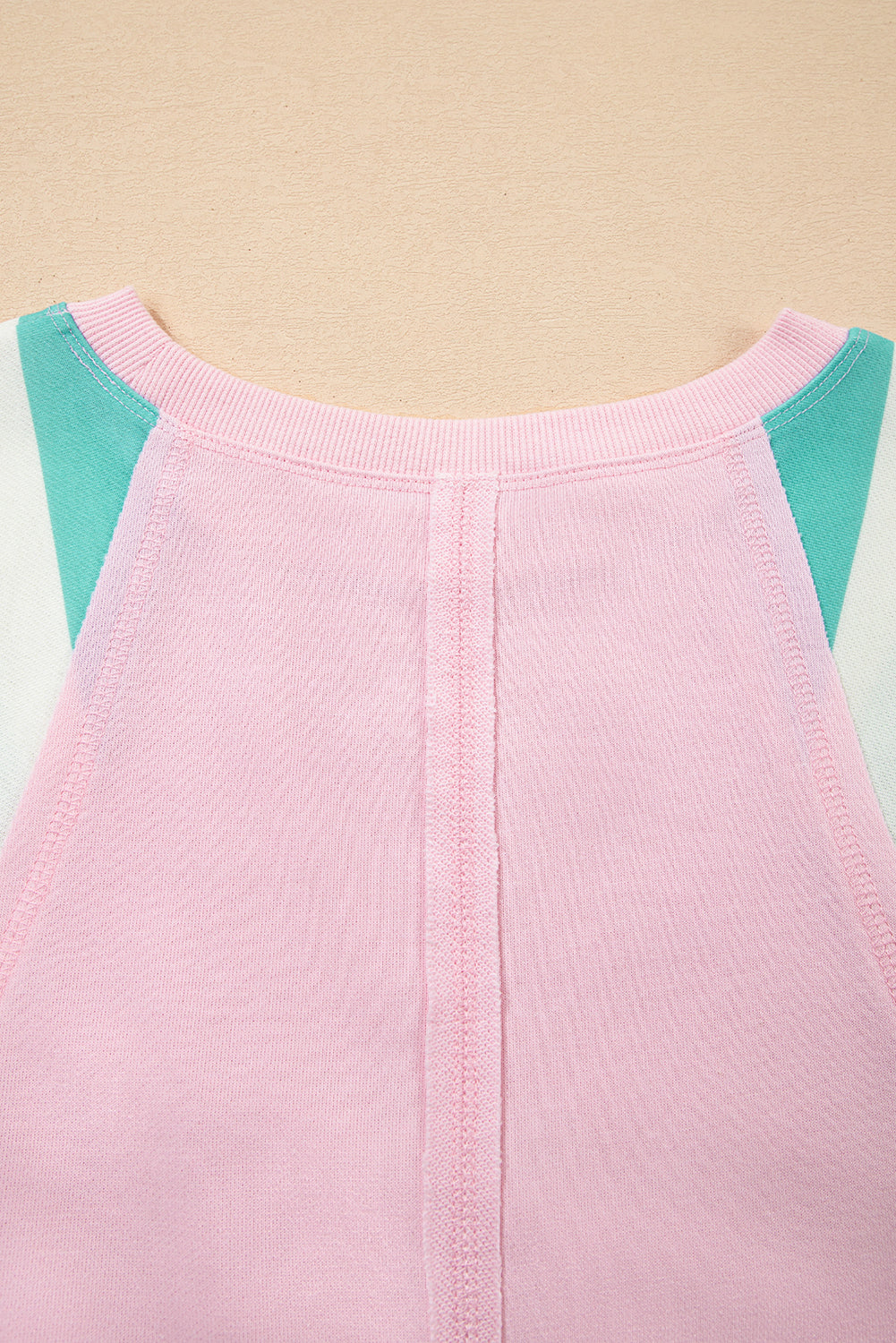 Striped Patchwork Raglan Pullover Top with Slits - eAura