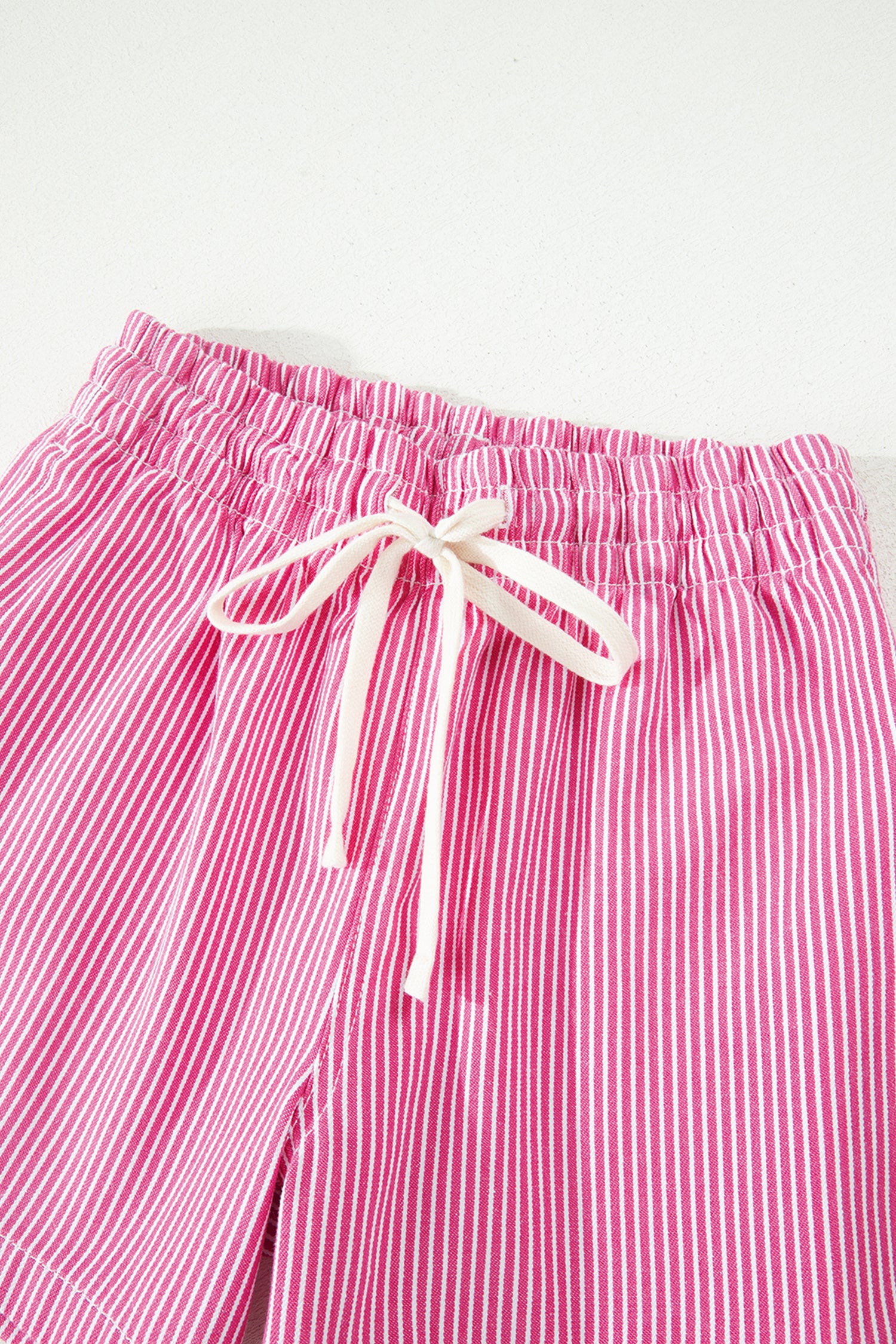 Drawstring Elastic Waist Casual Denim Shorts – Sky Blue Stripe