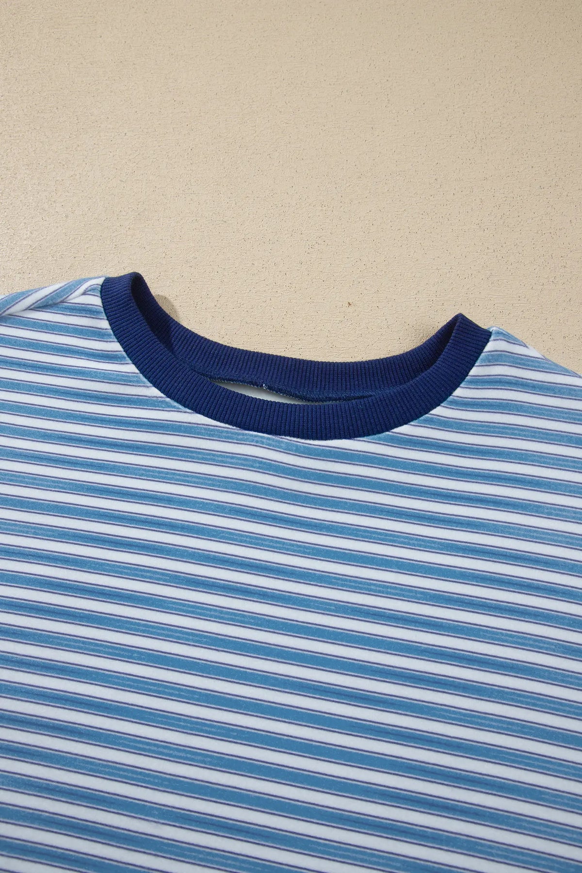 Long Sleeve Oversized Top Pocketed Casual Shorts Two Piece Set – Sky Blue Stripe