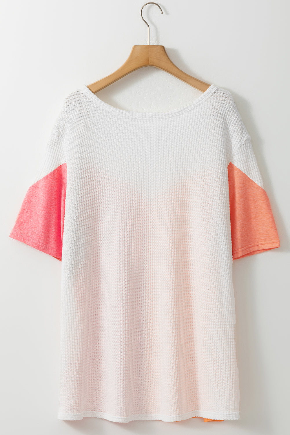 White Plus Size Colourblock Waffle Knit Tee BB Fashion Outlet