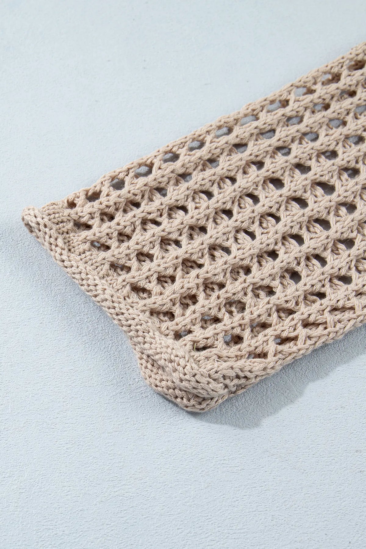 Star Pattern Crochet Hooded Drawstring Sweater – Sage Green