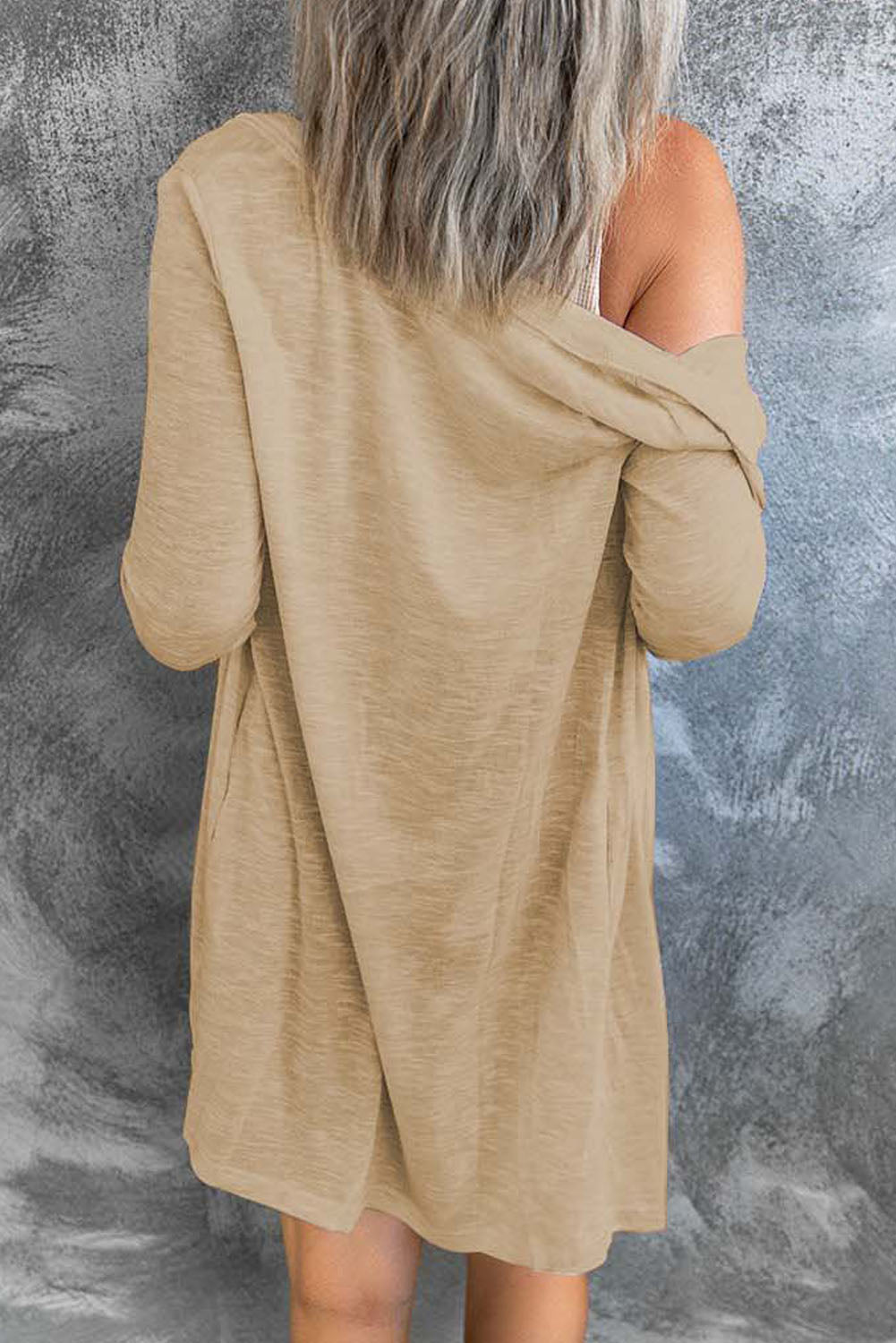White Solid Colour Open-Front Buttons Cardigan eAura