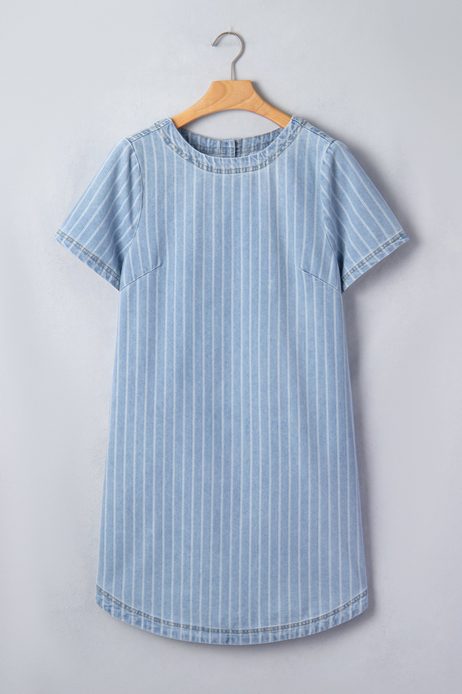 Stripe Buttoned Back T-Shirt Denim Mini Dress