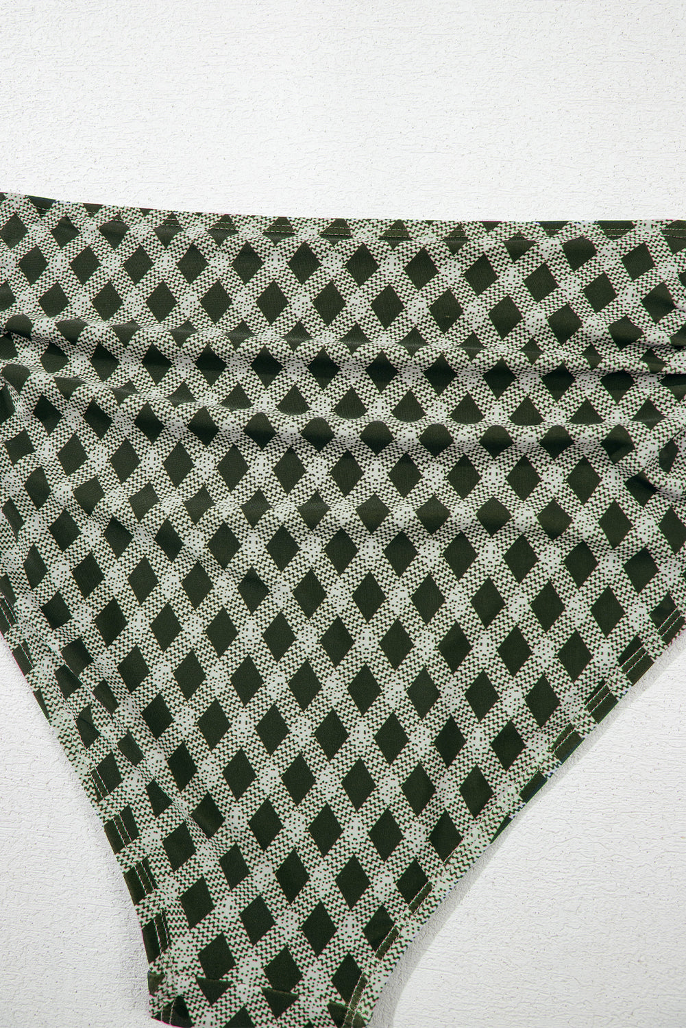 Green Dotted Mesh Plaid Patchwork High Waisted Bikini eAura