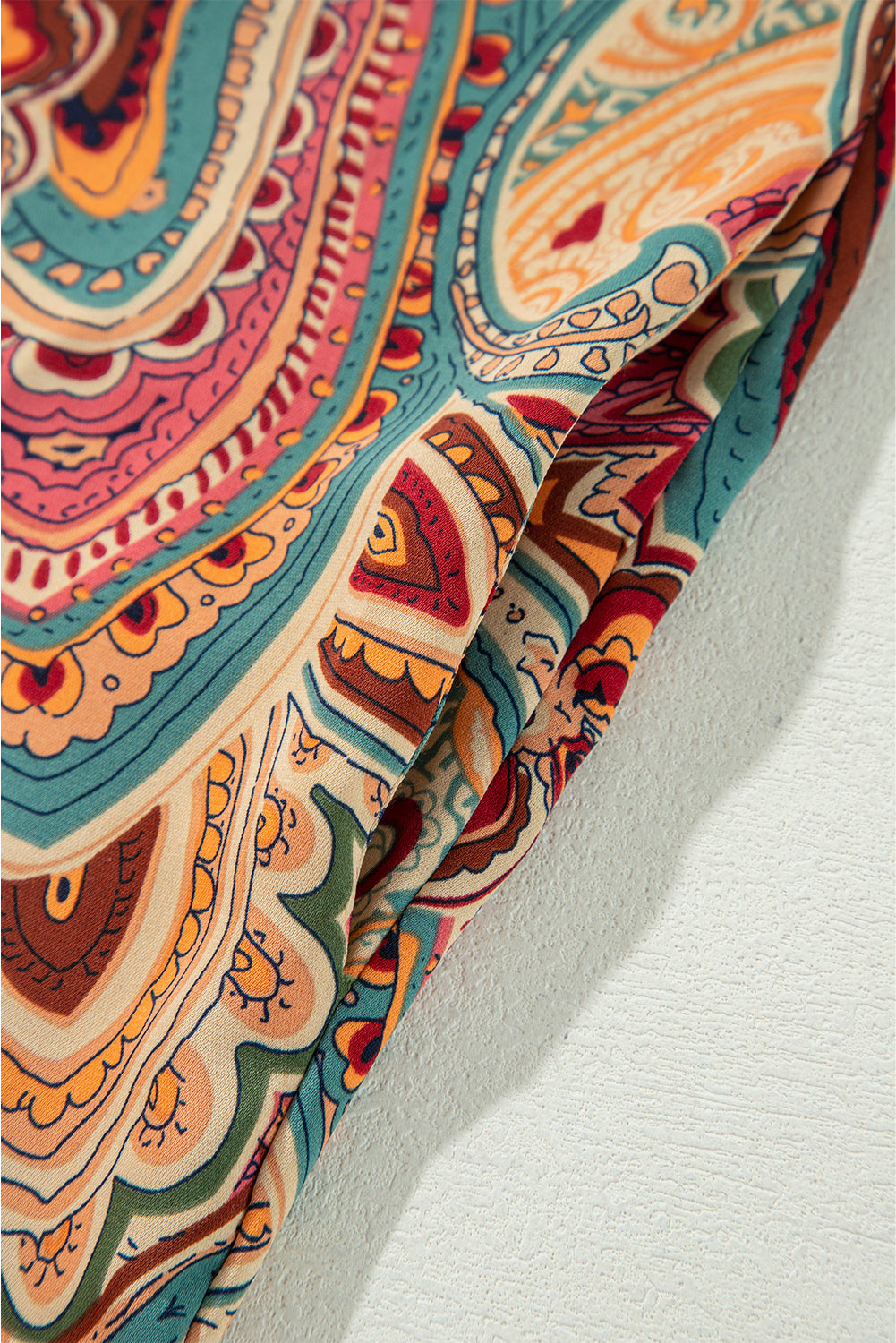 Red Paisley Printed Spaghetti Straps Elegant Wide Leg Jumpsuit eAura