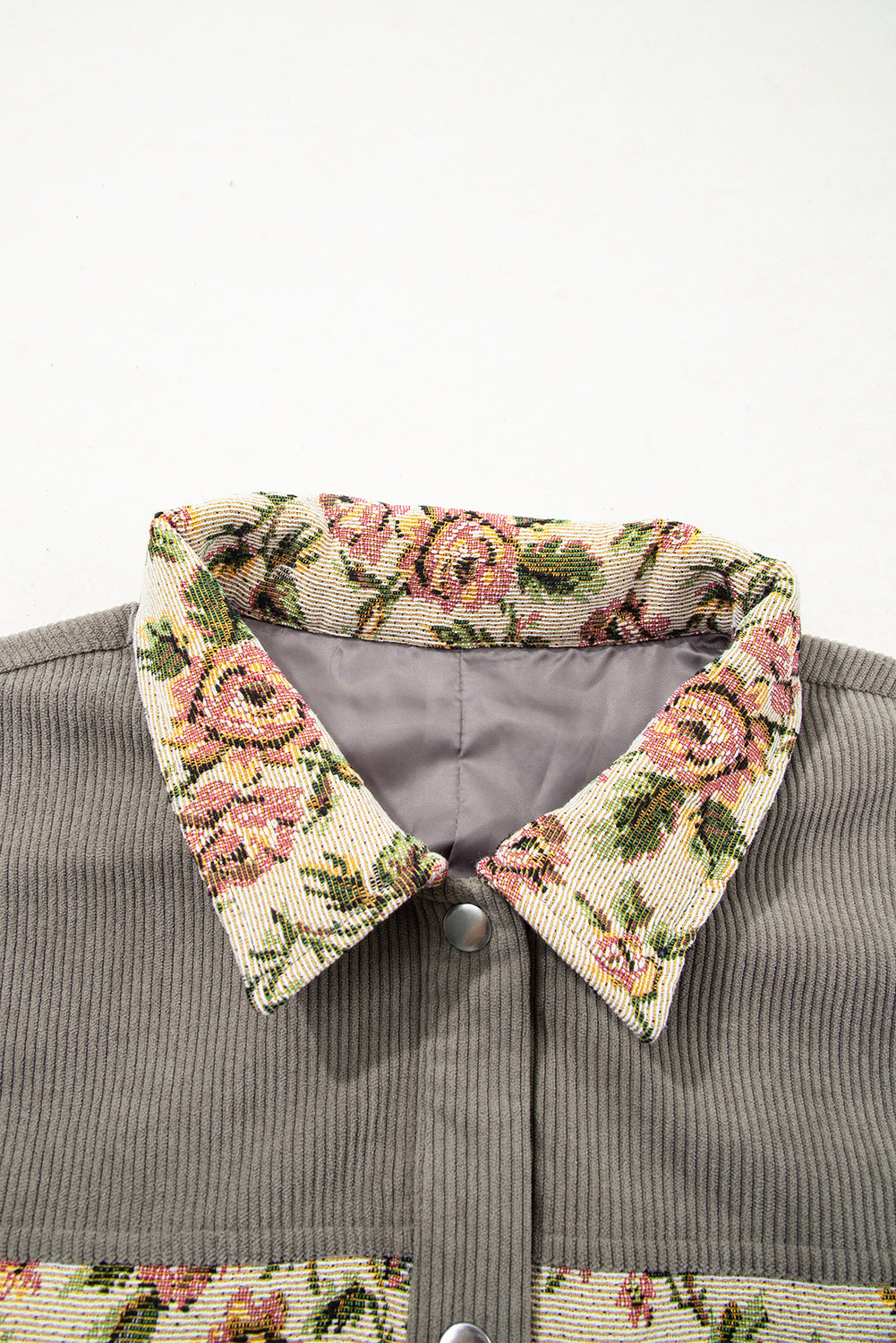 Soft Corduroy Floral Patchwork Jacket - eAura