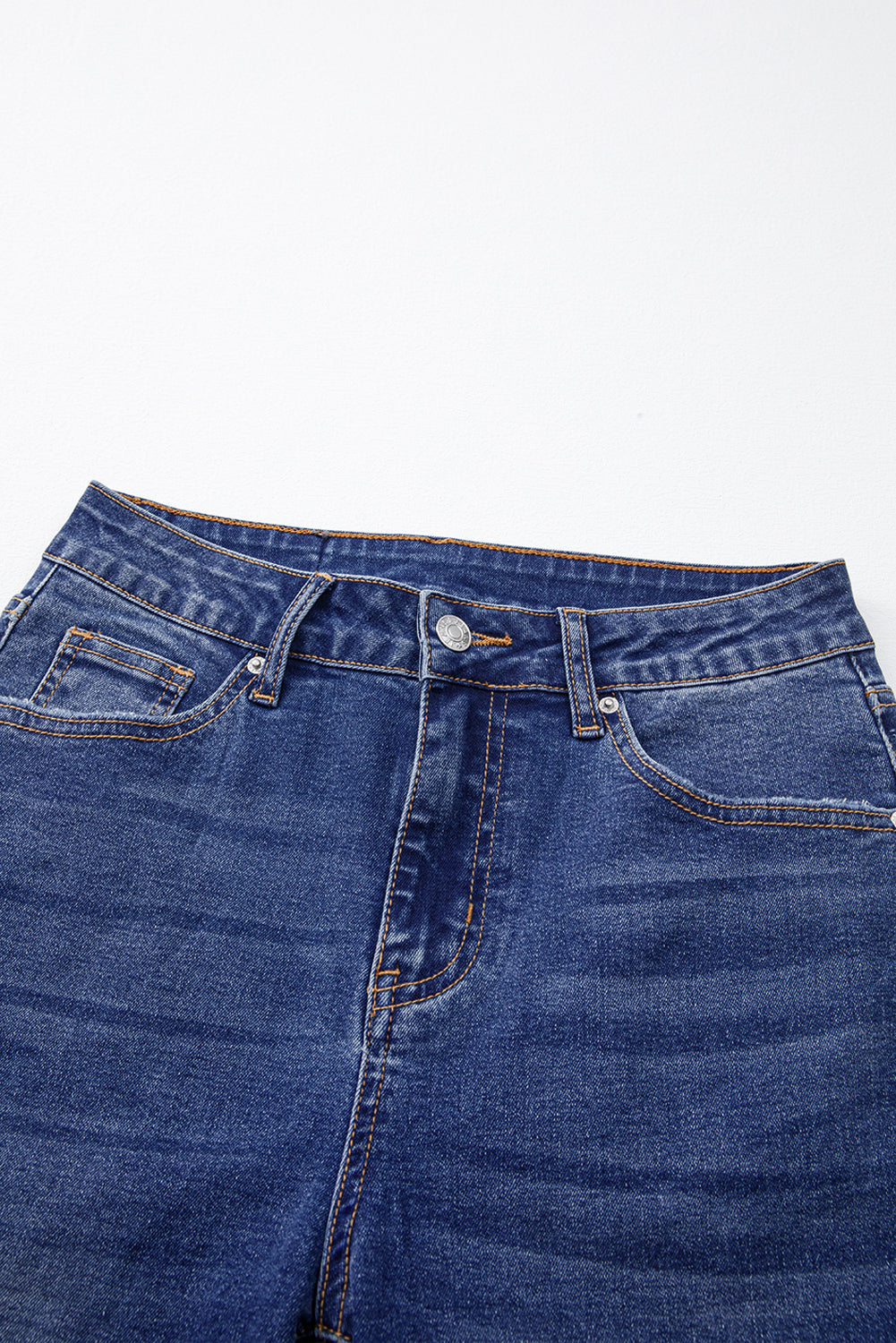 Sky Blue Whiskered Wash Raw Hem Cropped Jeans