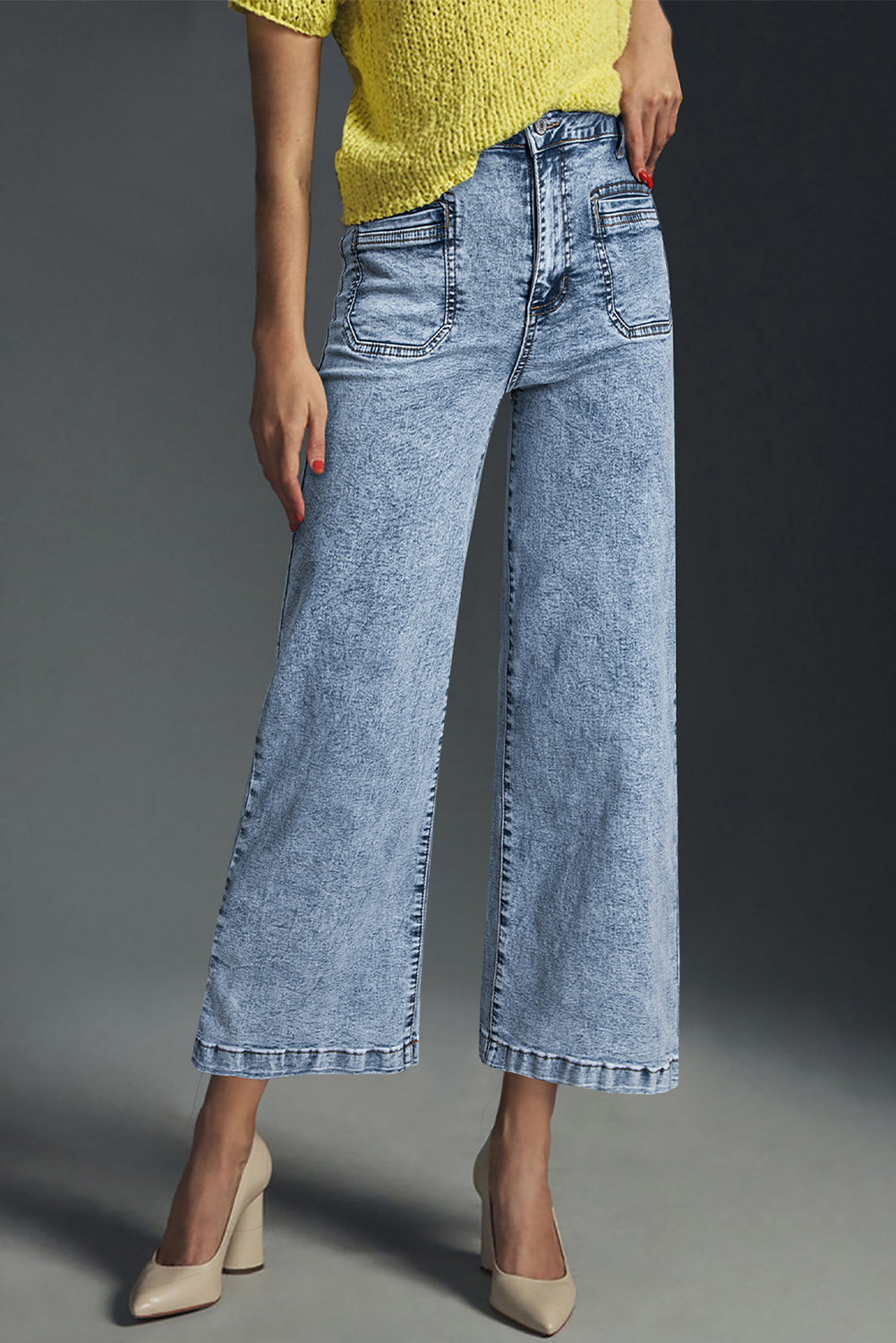 Patch Pocket Straight Leg Loose Jeans - eAura