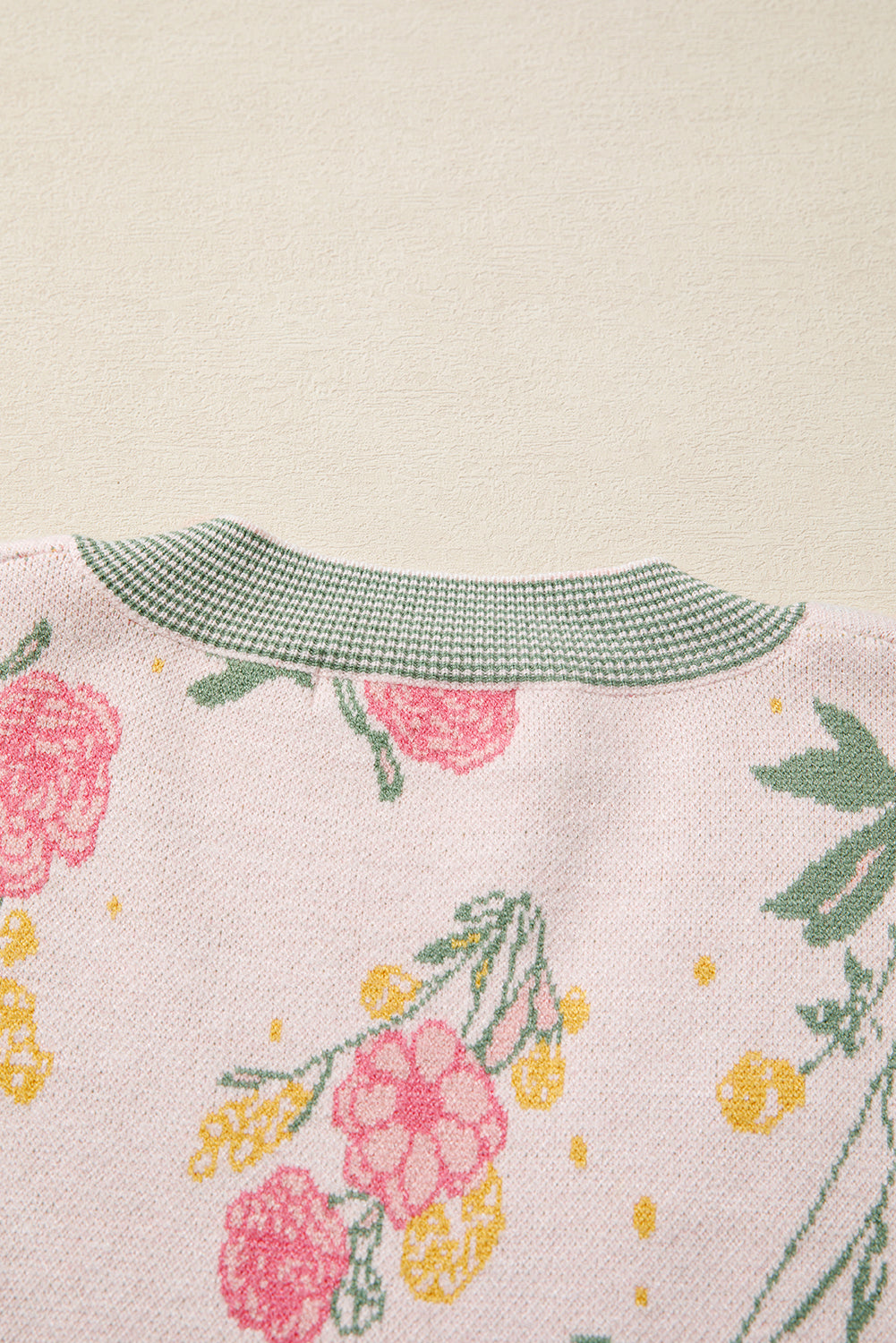 Floral Pattern Striped V-Neck Loose Sweater - eAura