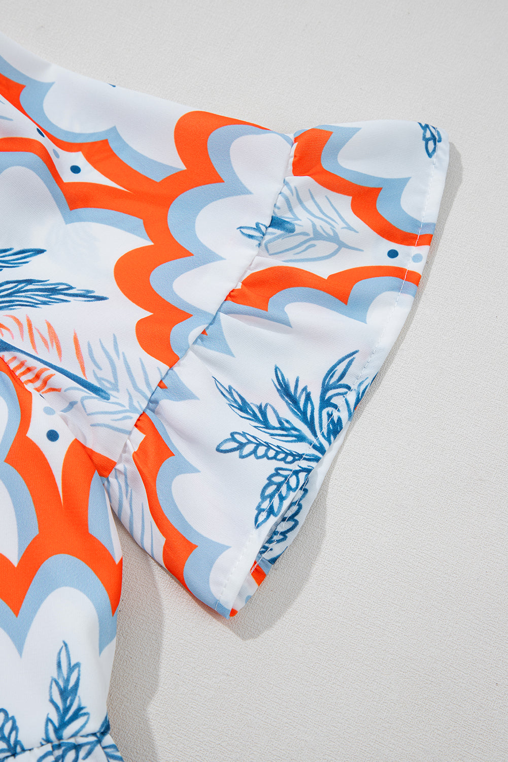 Palm Tree Printed Short Sleeve Flowy Dress - eAura