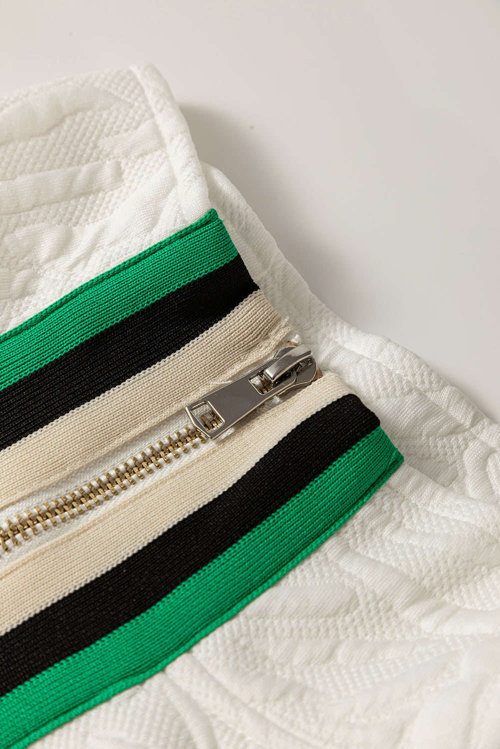 Jacquard Textured Quarter Zipper Shift Mini Dress - eAura