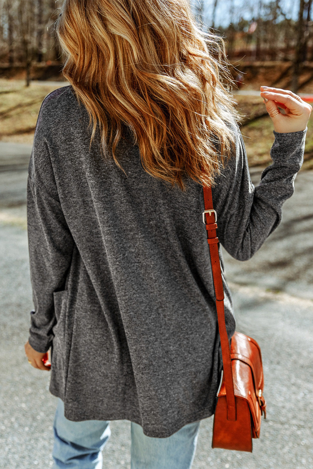 Grey Heather Knit Pocketed Button Front Cardigan eAura