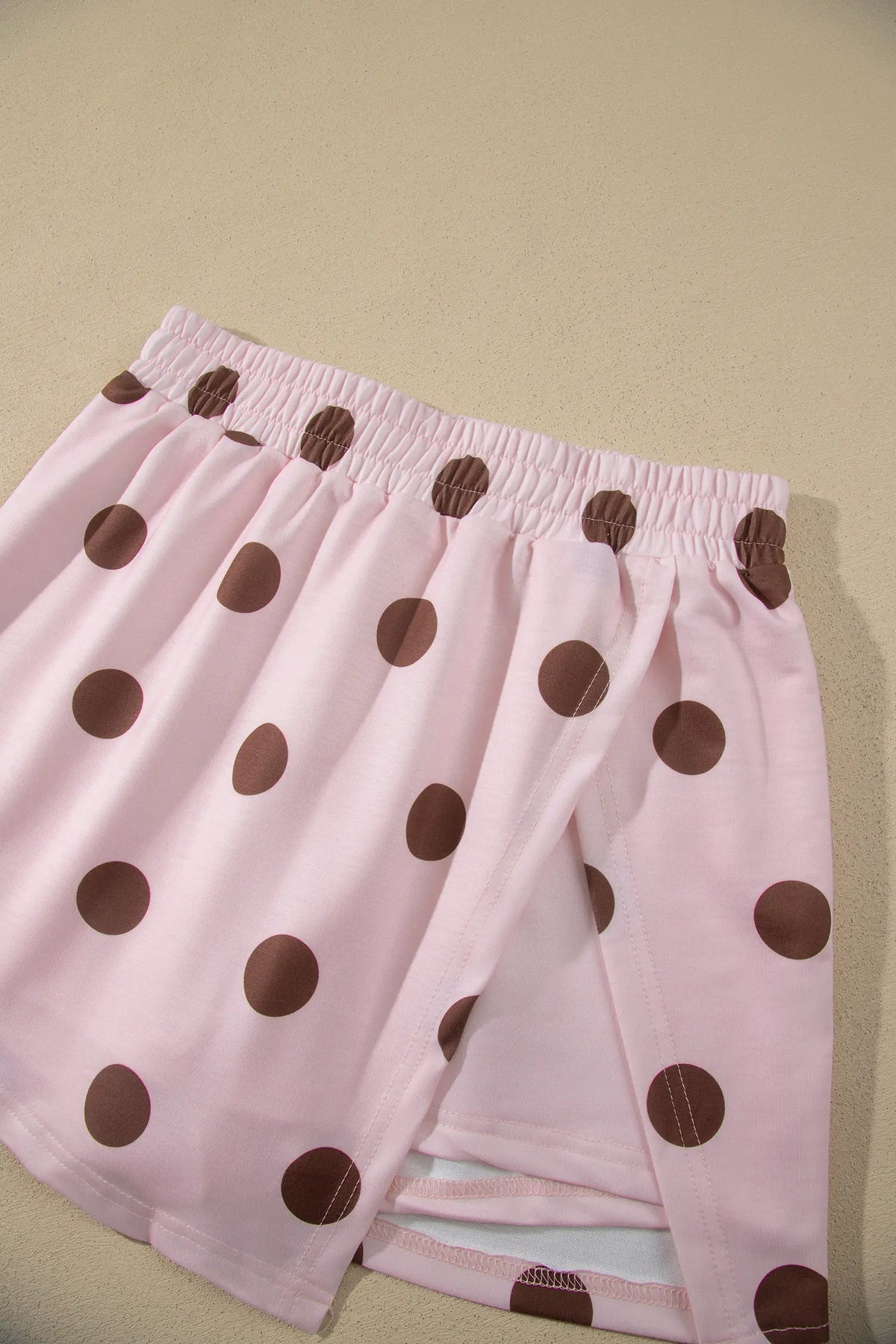 Polka Dot Two Piece Set Long Sleeve Casual Skirt Set – Pink