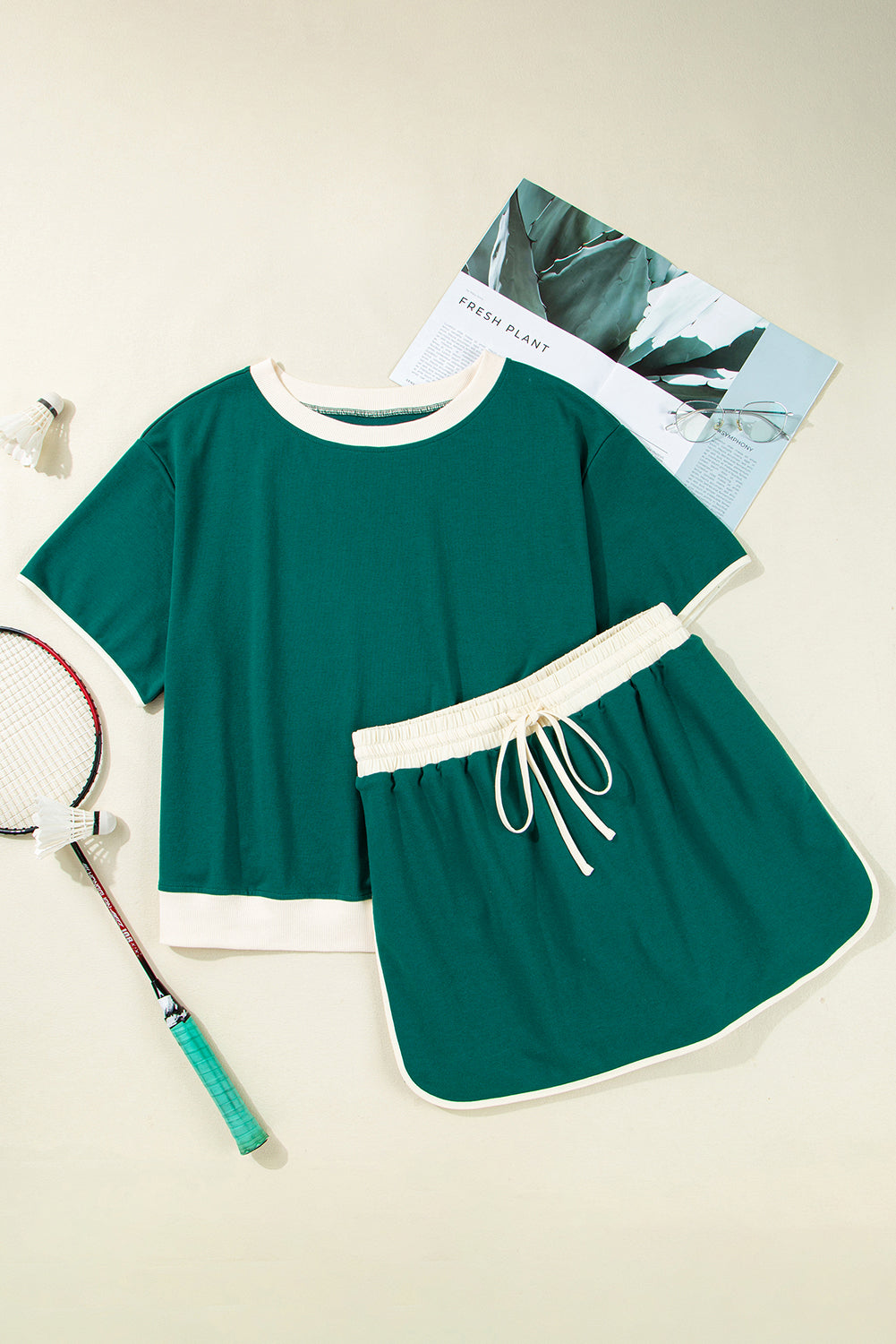 Plus Size Contrast Trim T-Shirt and Skirt Two Piece Co-ord Set Dear-Lover Dropshipping
