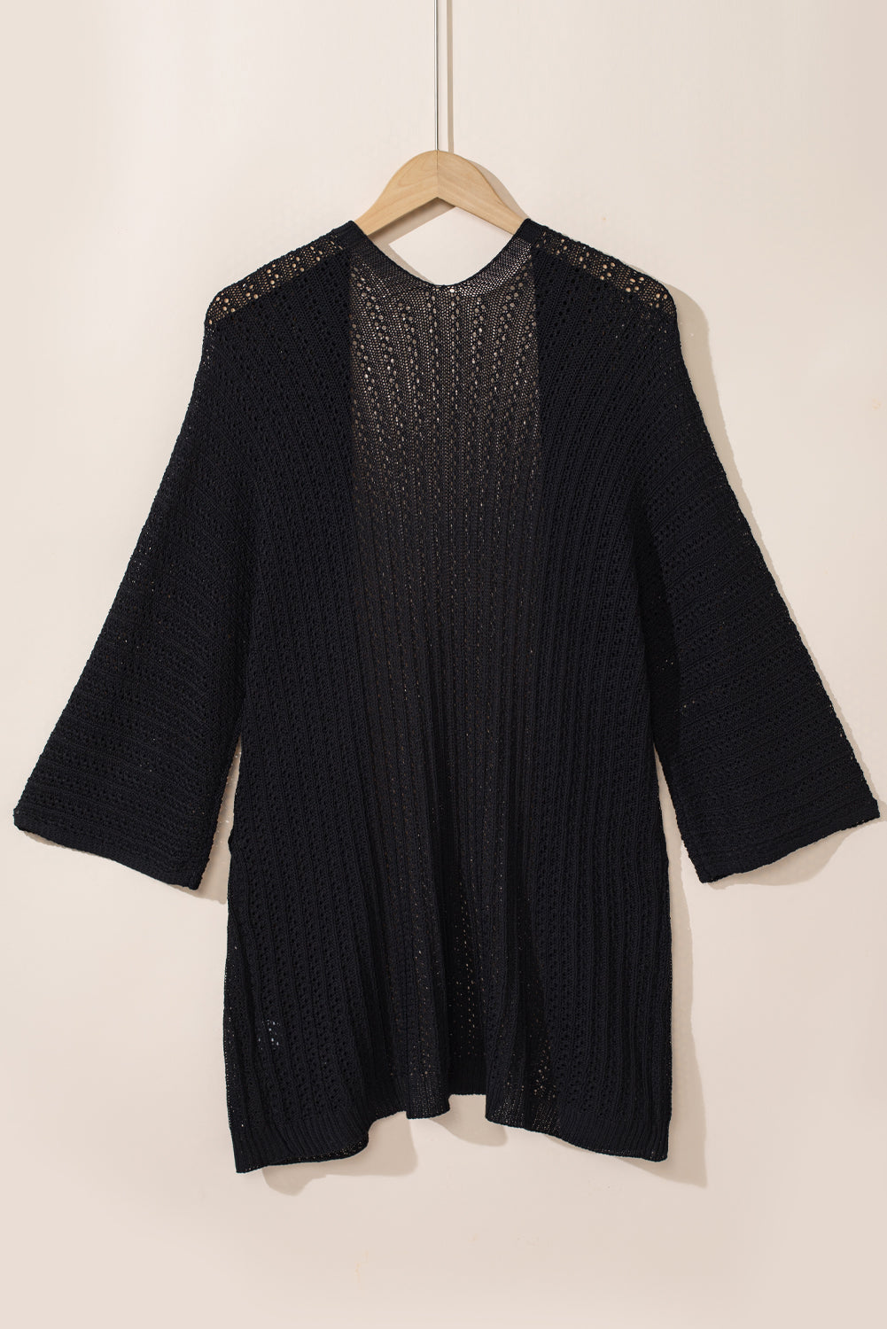Black Hollow-out Bracelet Sleeve Knit Cardigan eAura