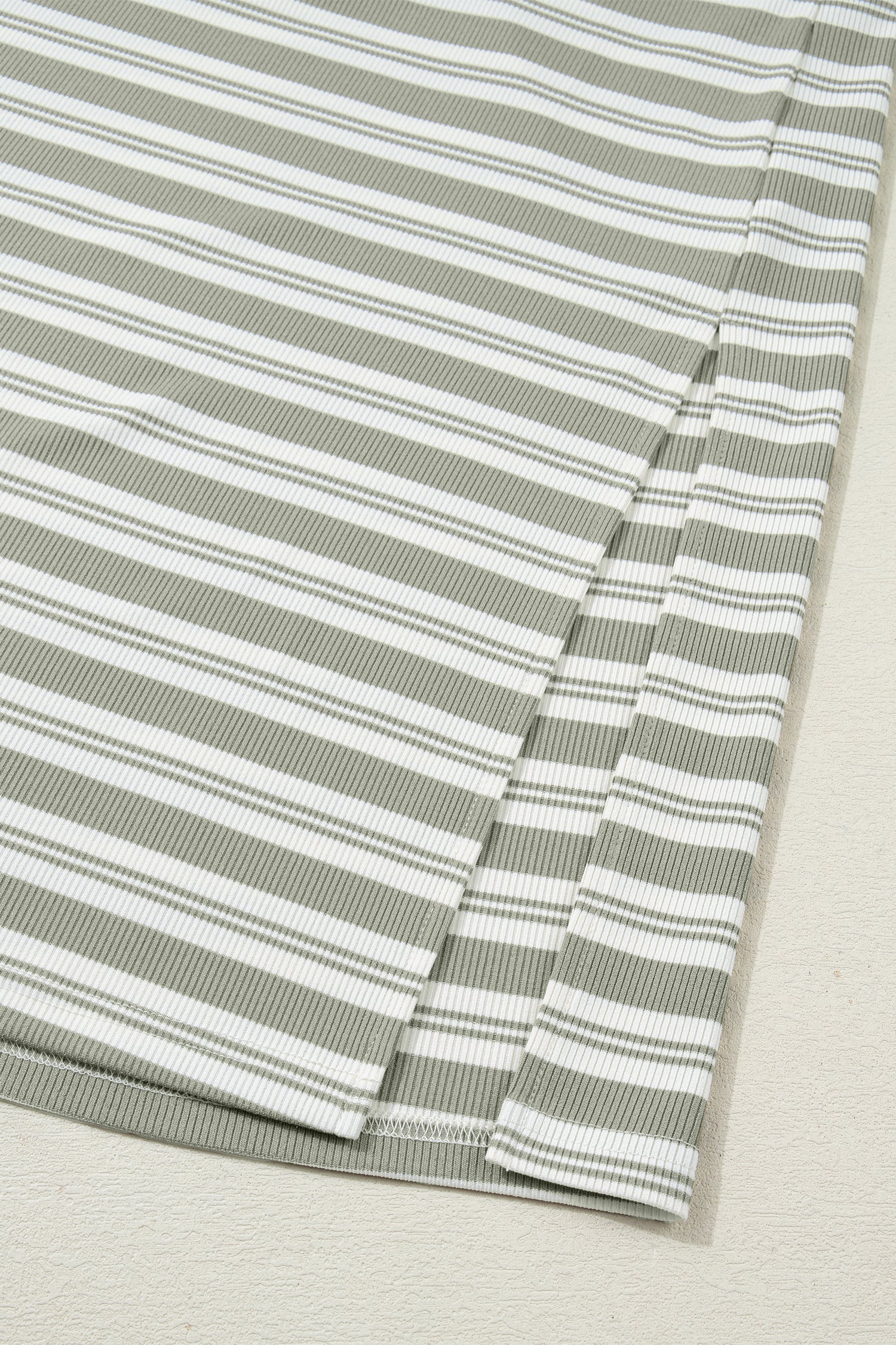 Stripe Collared V-Neck Short Sleeve T-Shirt Midi Dress with Pockets