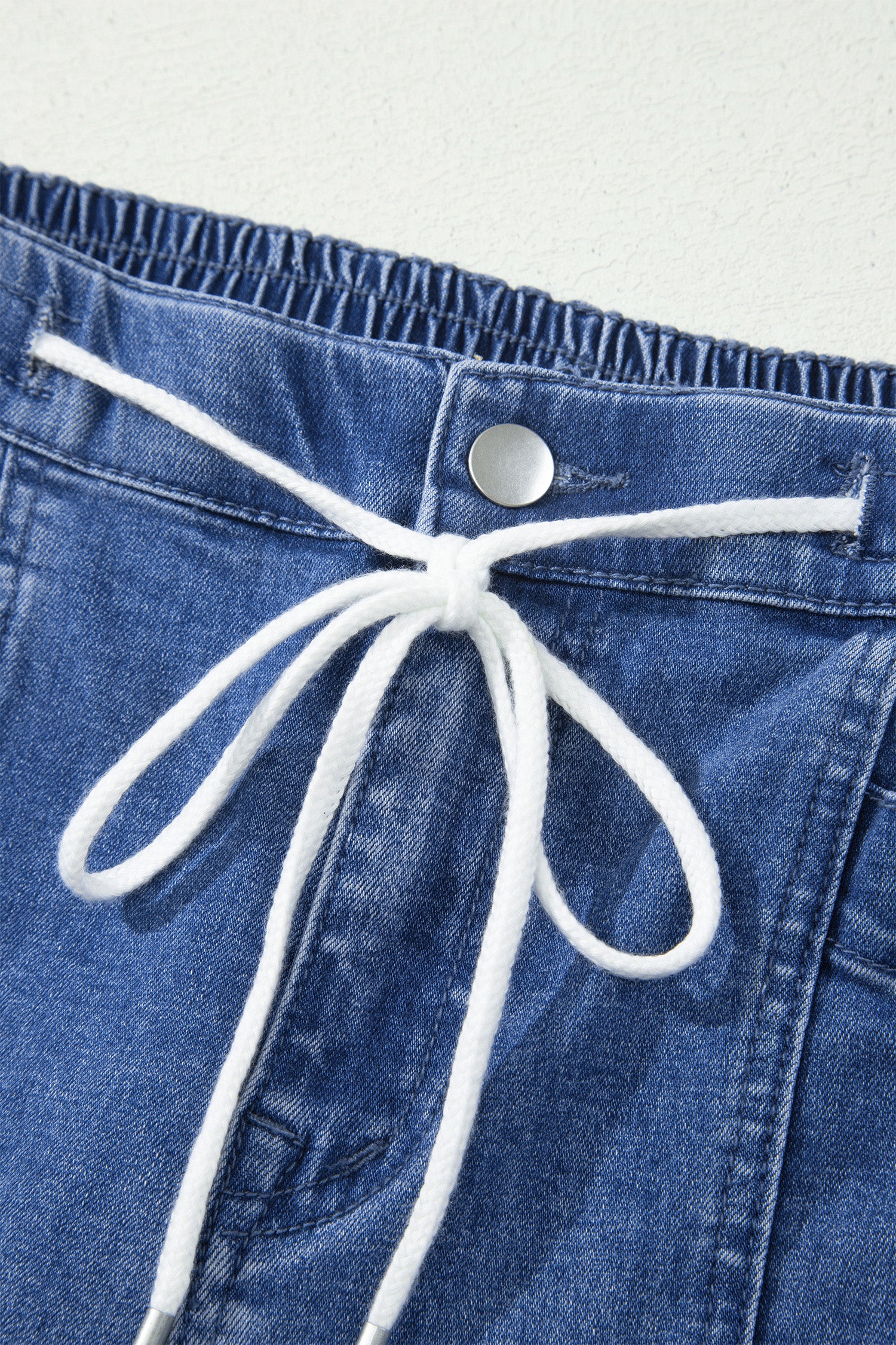 Drawstring Waist Ankle Length Casual Jeans Regular Fit Pocket Detail Denim Pants – Ashleigh Blue