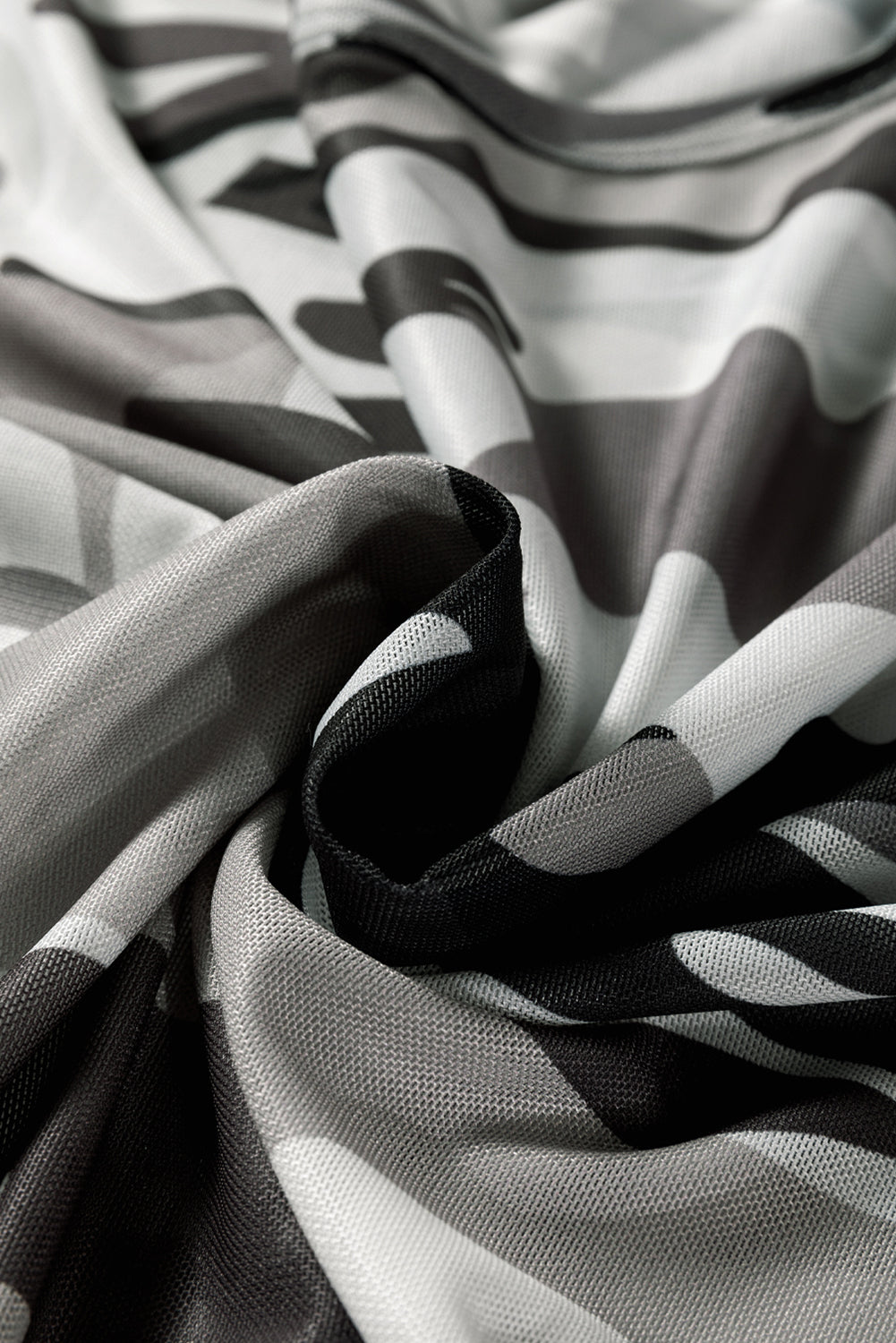 Camouflage Print Mesh Long Sleeve Top - eAura