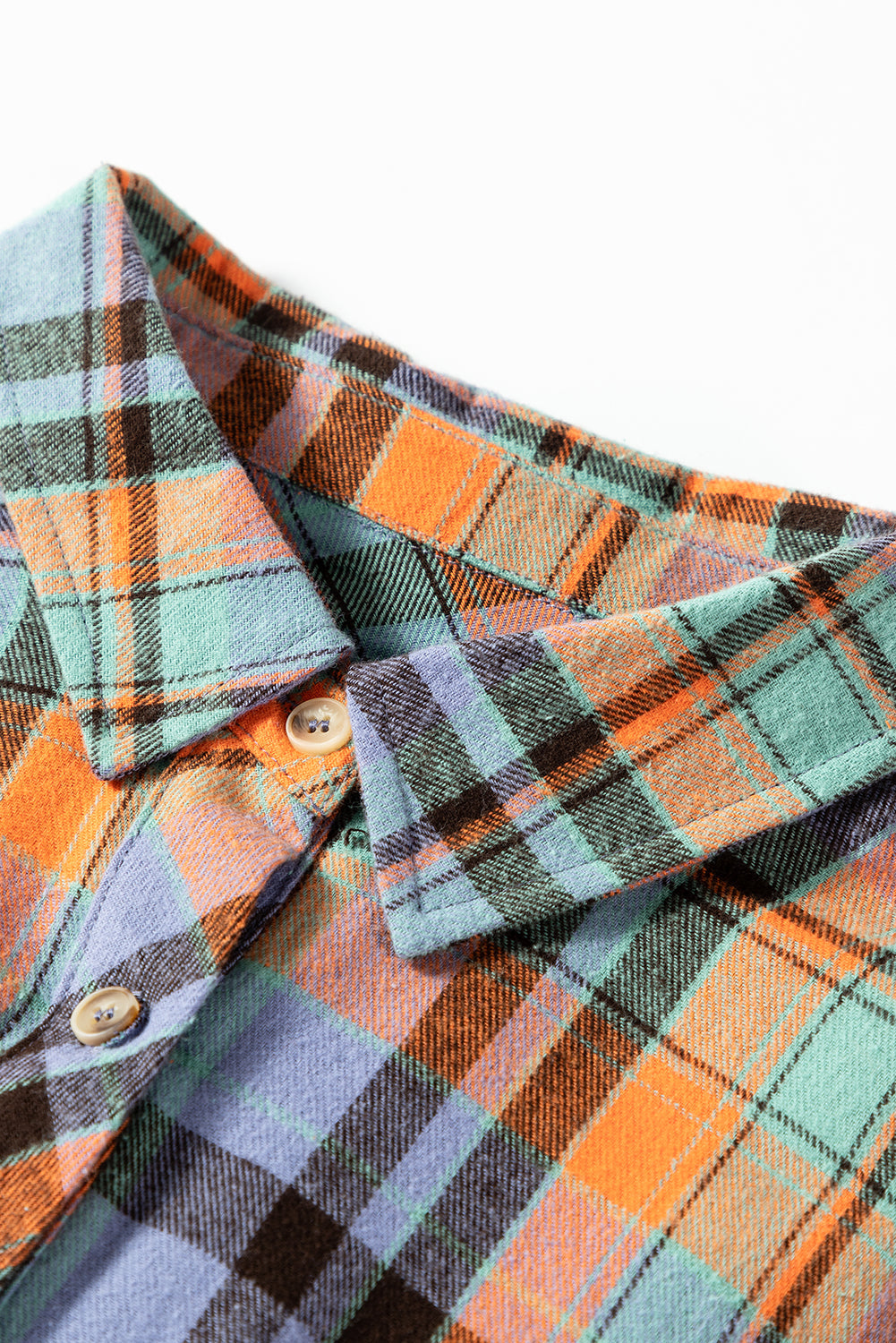 Orange Plus Size Plaid Print Buttoned Shirt Beagle Boutique Fashion Outlet