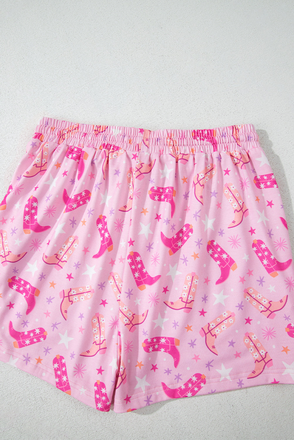 Pink Western Boots Printed Short 2pcs Lounge Set eAura