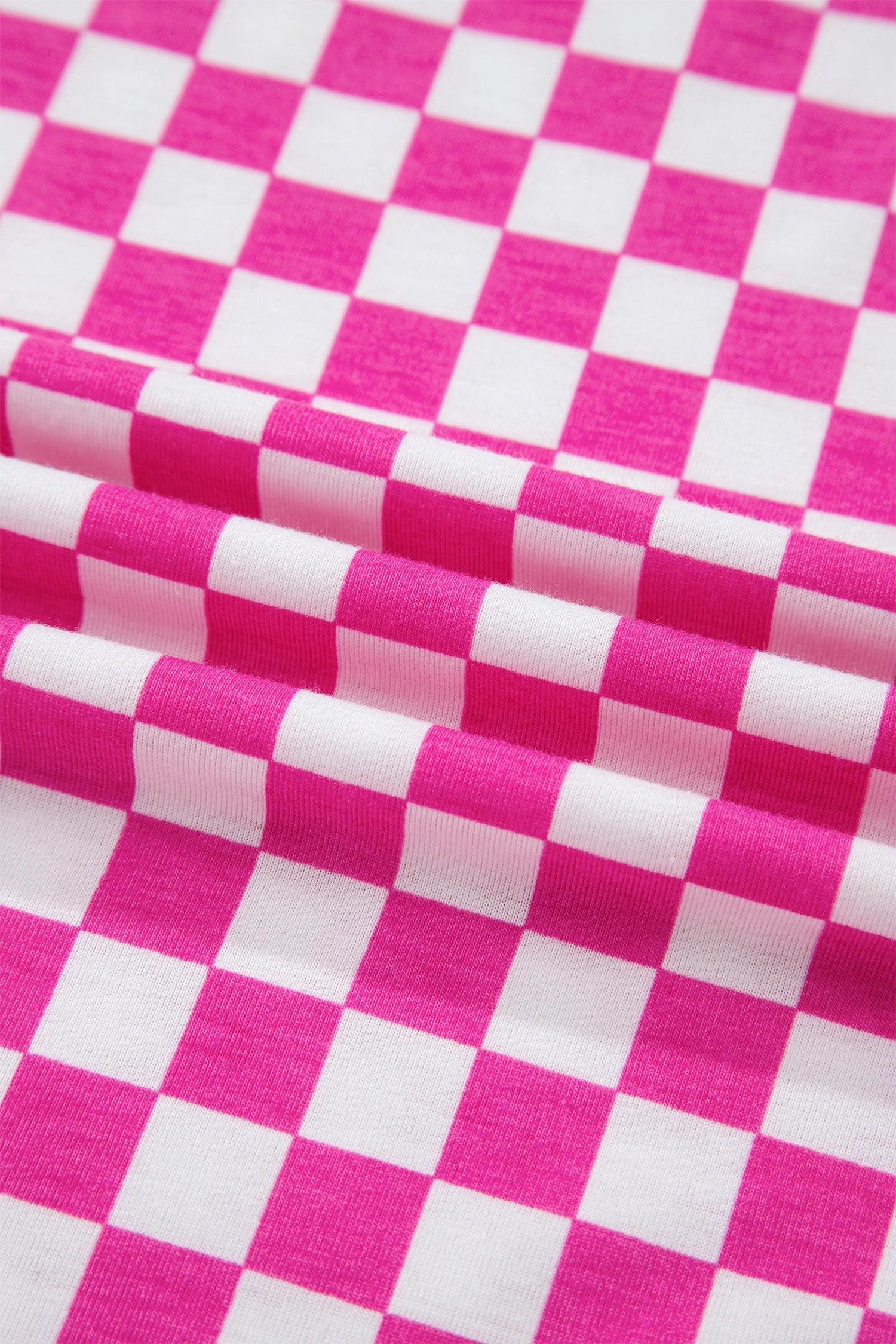 Checkered Print Half Sleeve Tee 2pcs Lounge Pant Set – Rose