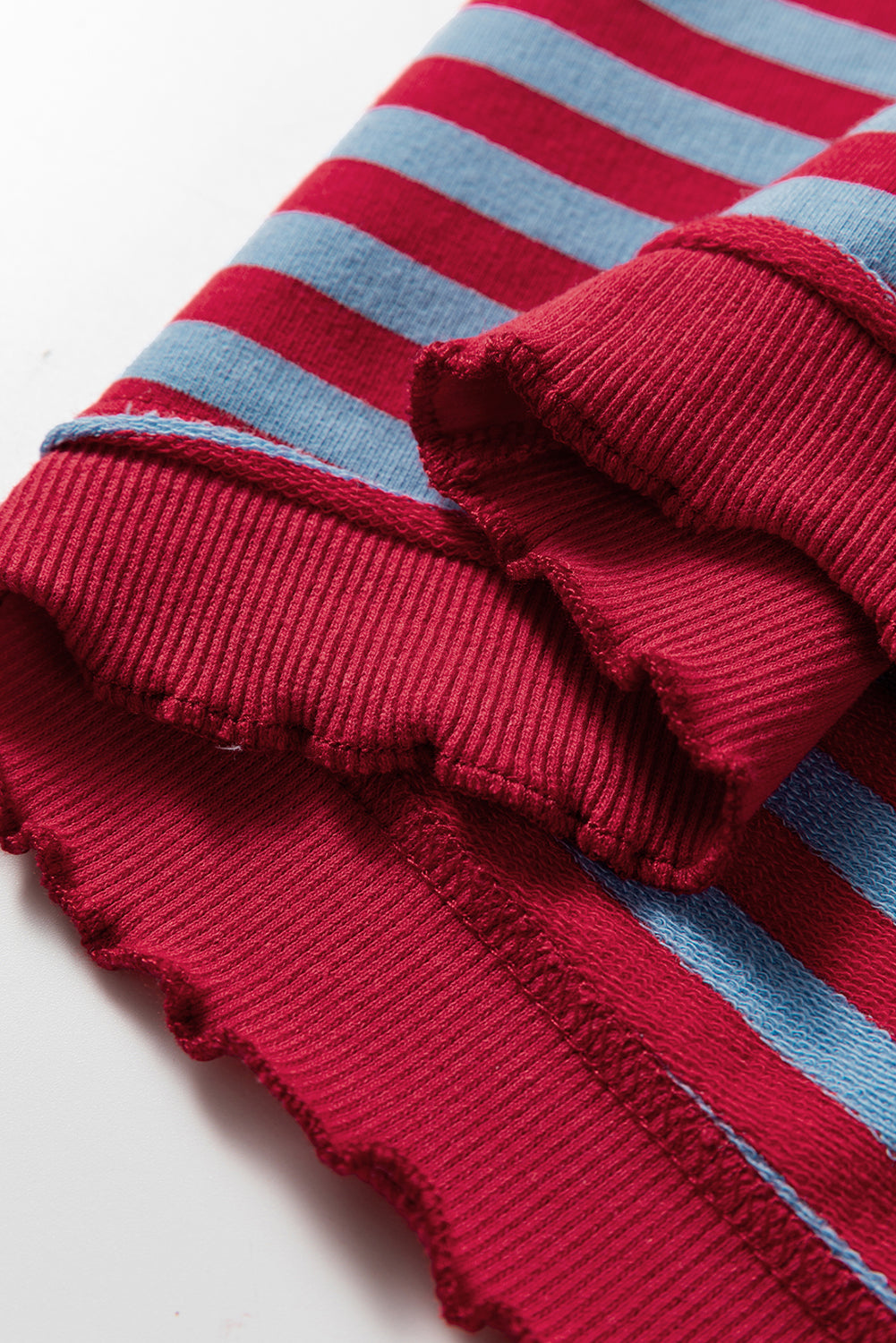 Striped Exposed Seam Contrast Ribbed Trim Boxy Sweatshirt - eAura