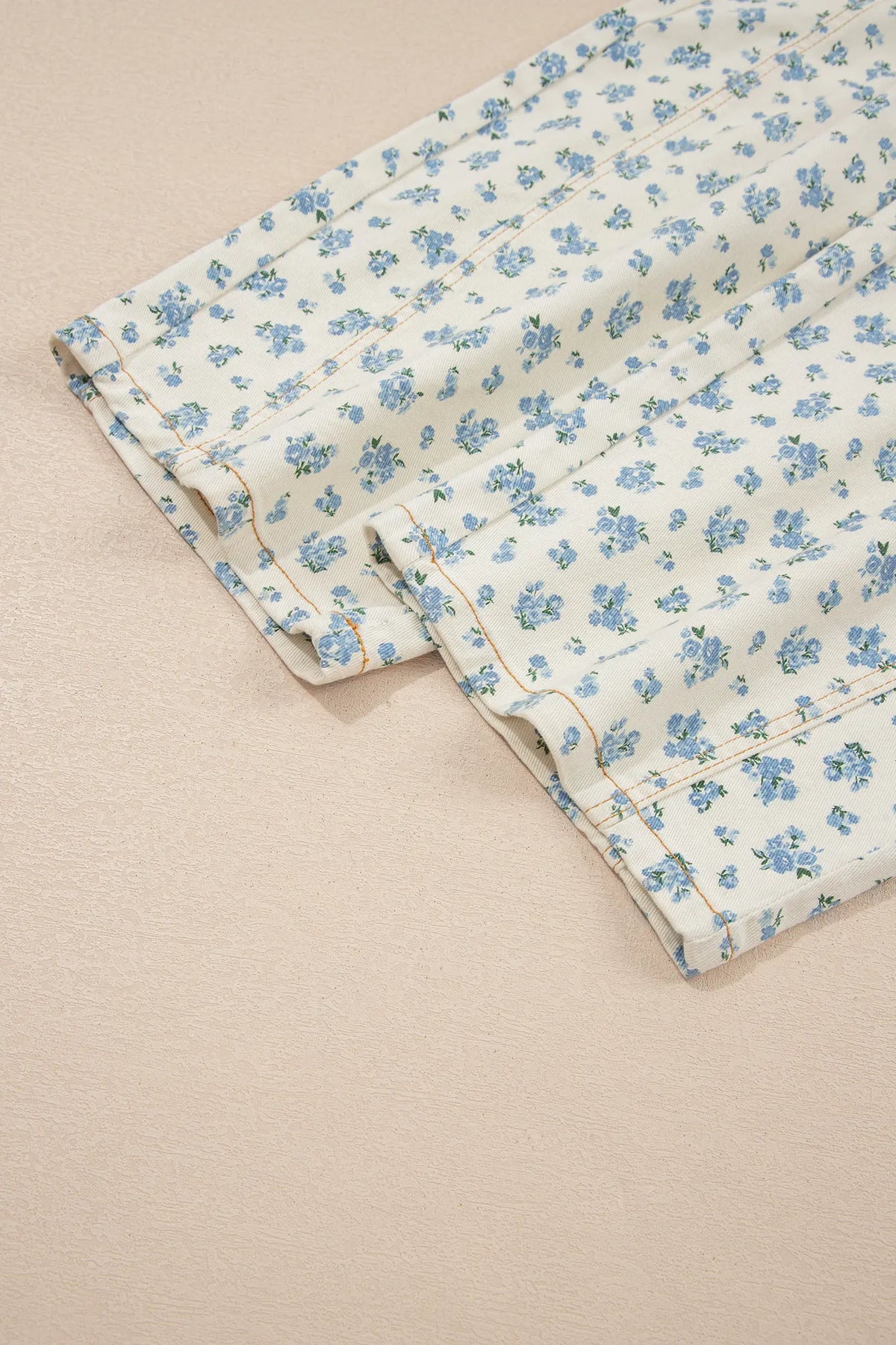 Grommet Knot Waist Floral Barrel Leg Jeans – Beige