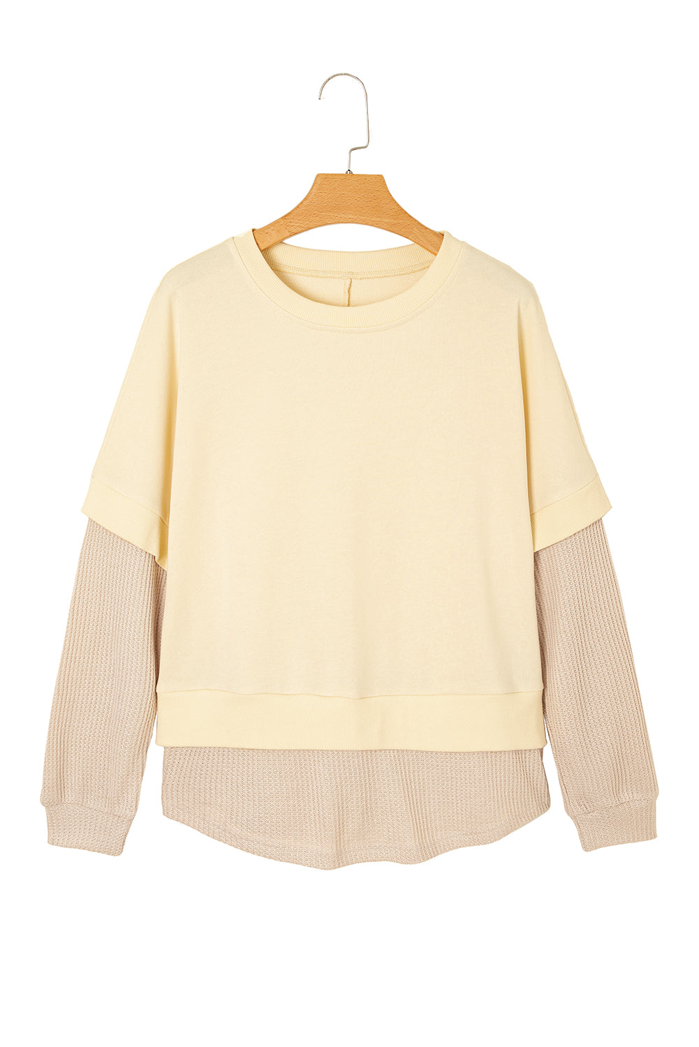 Faux Two Piece Patchwork Round Neck Sweatshirt - eAura