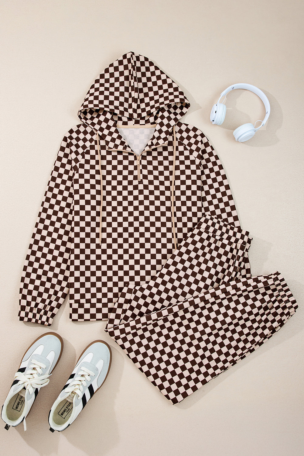 Black Checkered Co-ord Joggers Set eAura