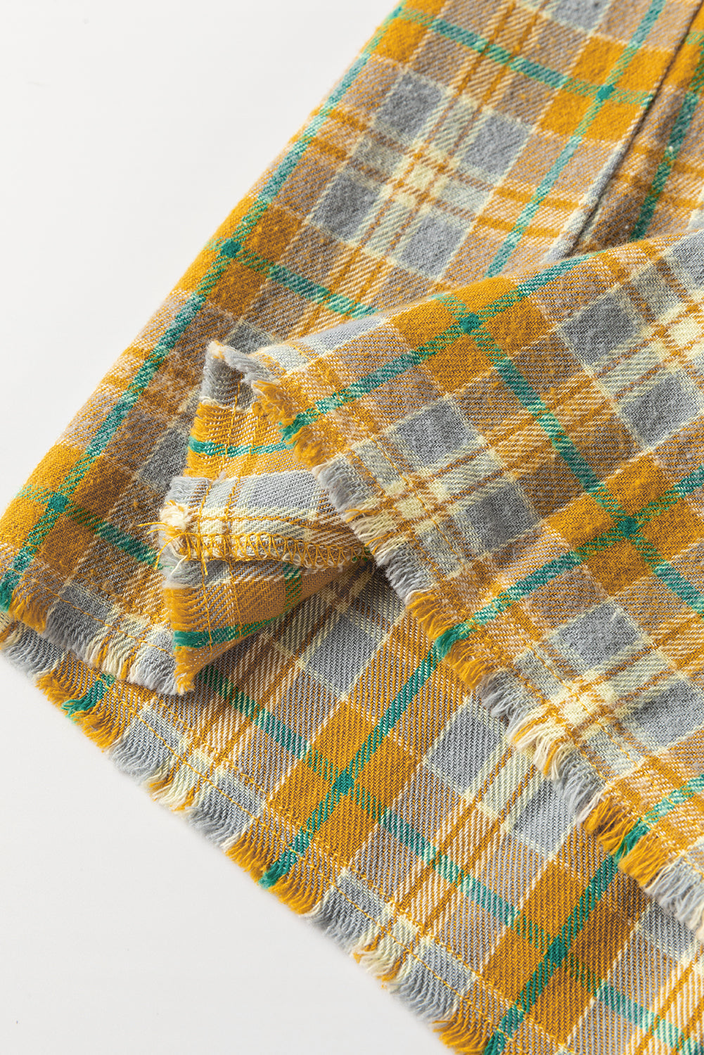 Ginger Plaid Embroidery Patch Button-Down Shacket eAura