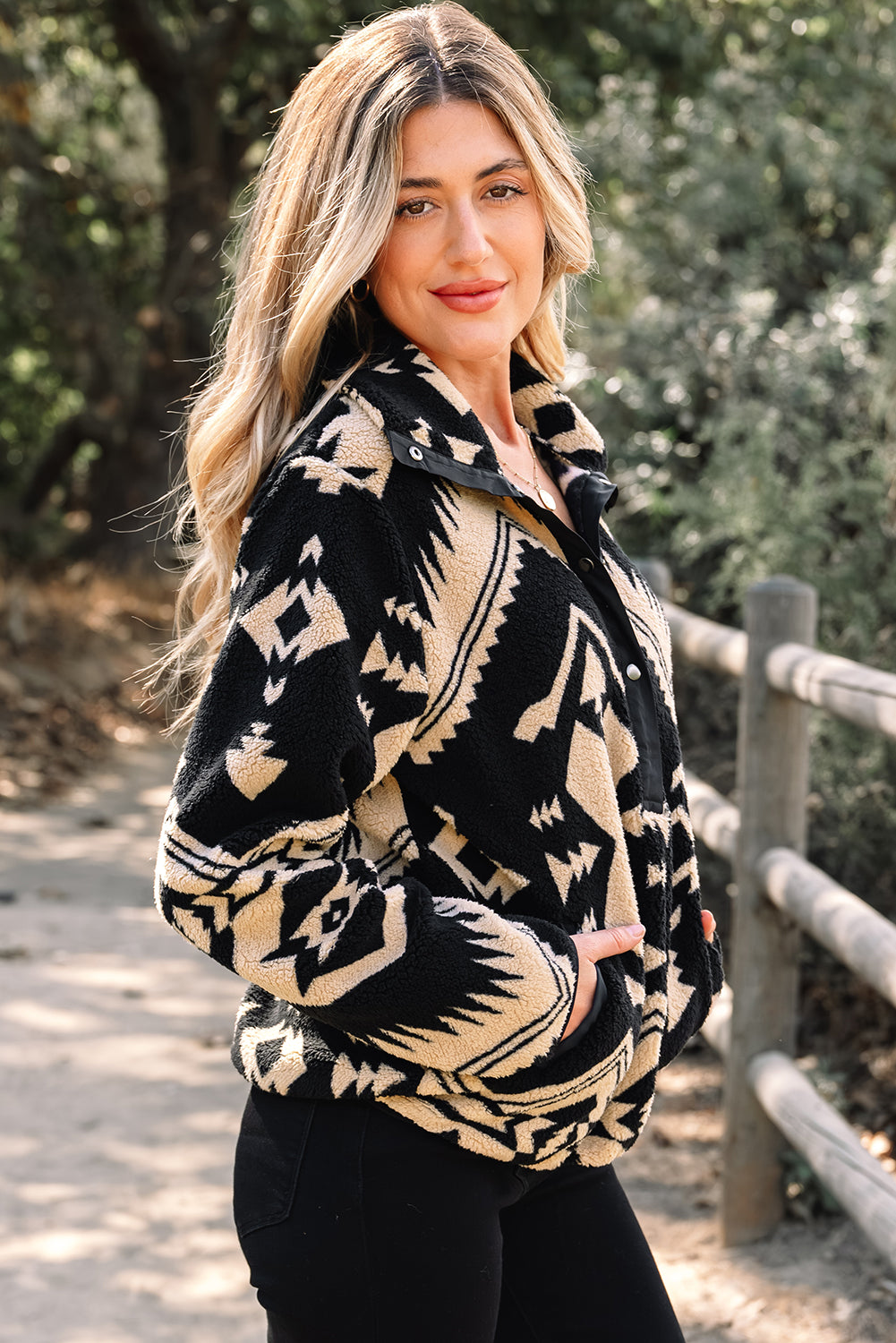 Western Aztec Half Zip Plush Sweatshirt - eAura