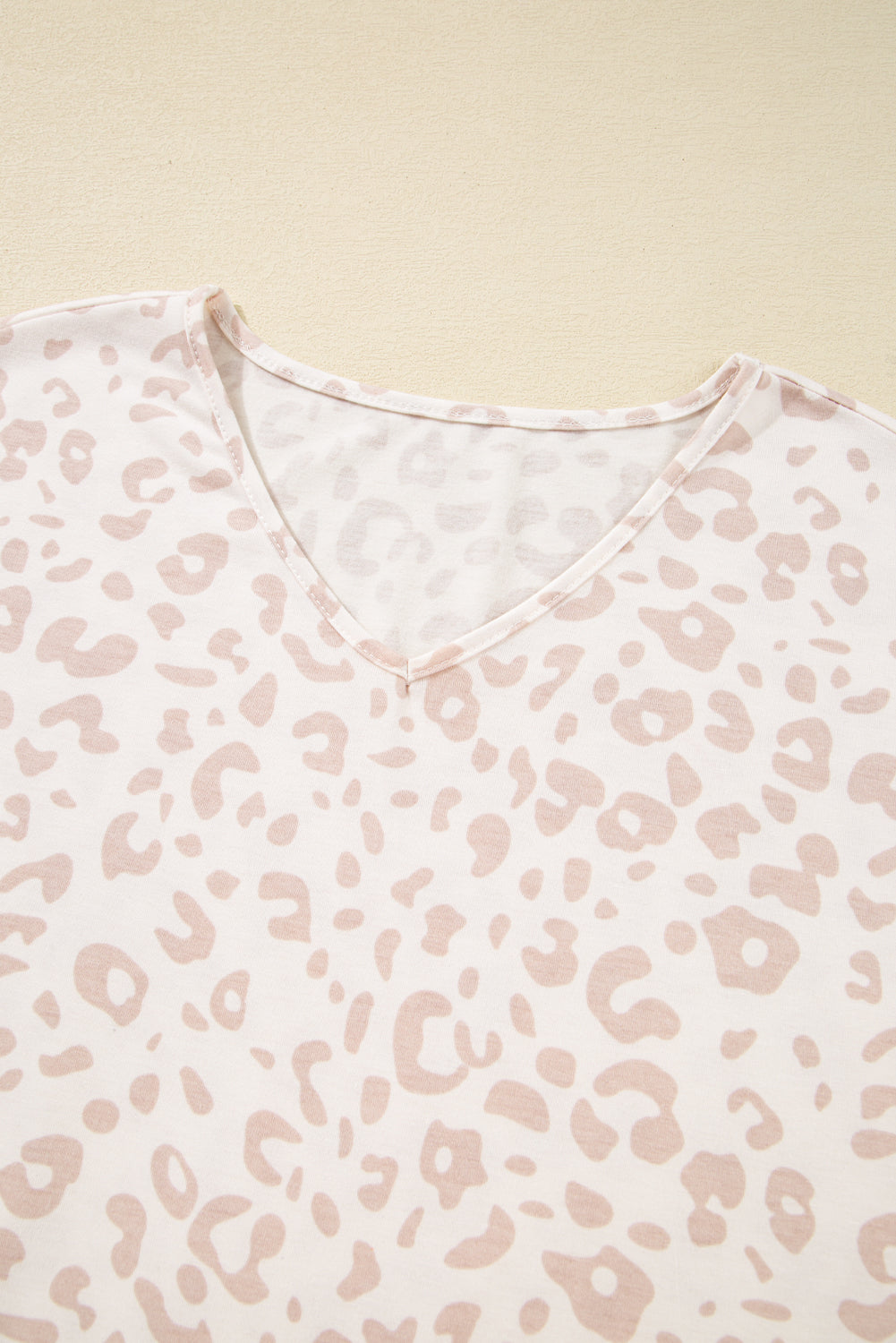 Beige Cheetah V Neck Tee and Trousers Pyjamas eAura