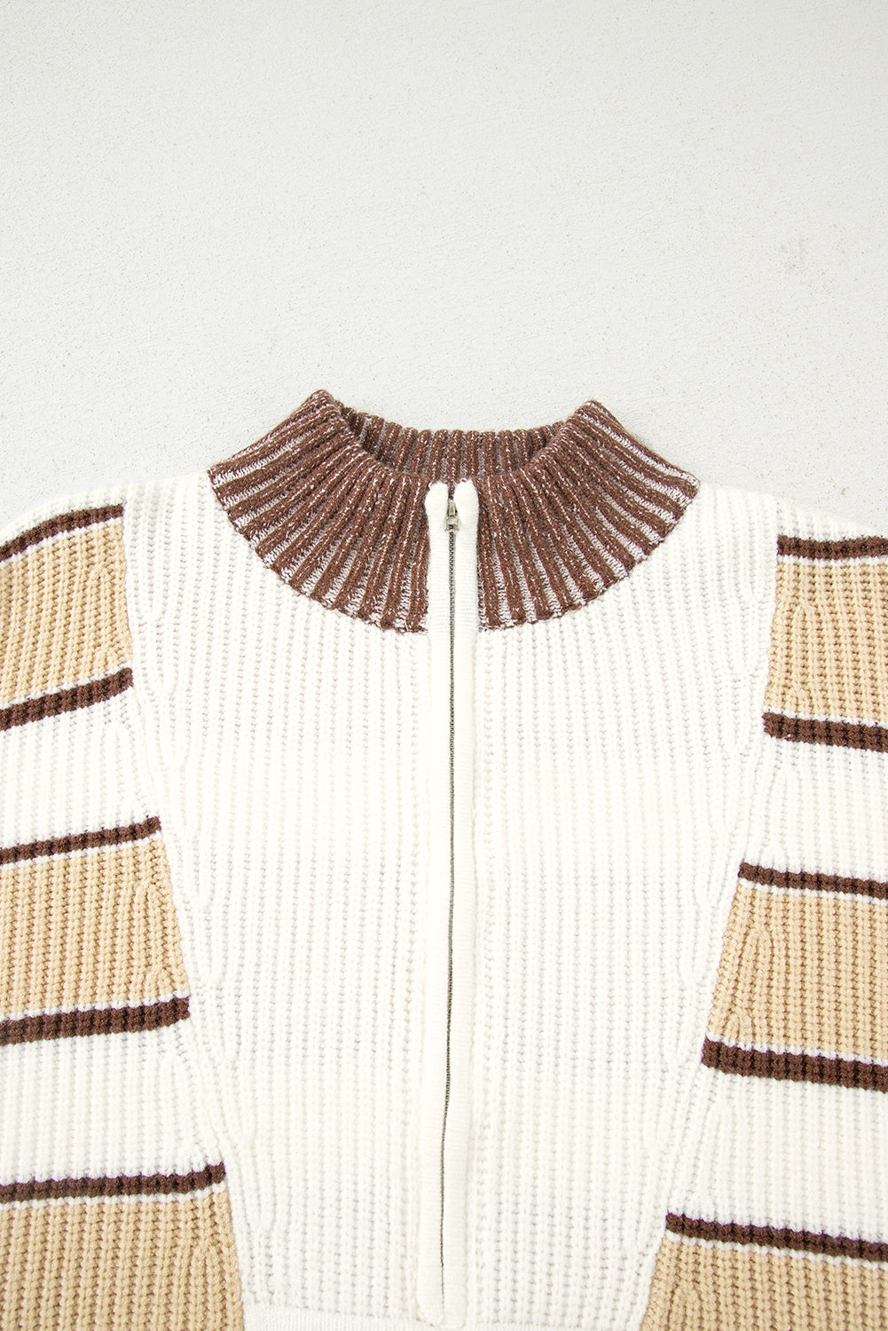 Stripe Half Zip Drop Shoulder Sweater - eAura