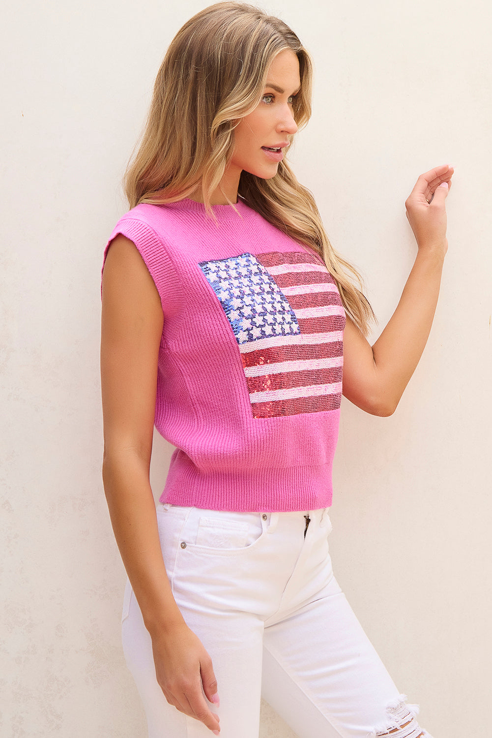 Bonbon Sparkling American Flag Knitted Vest eAura