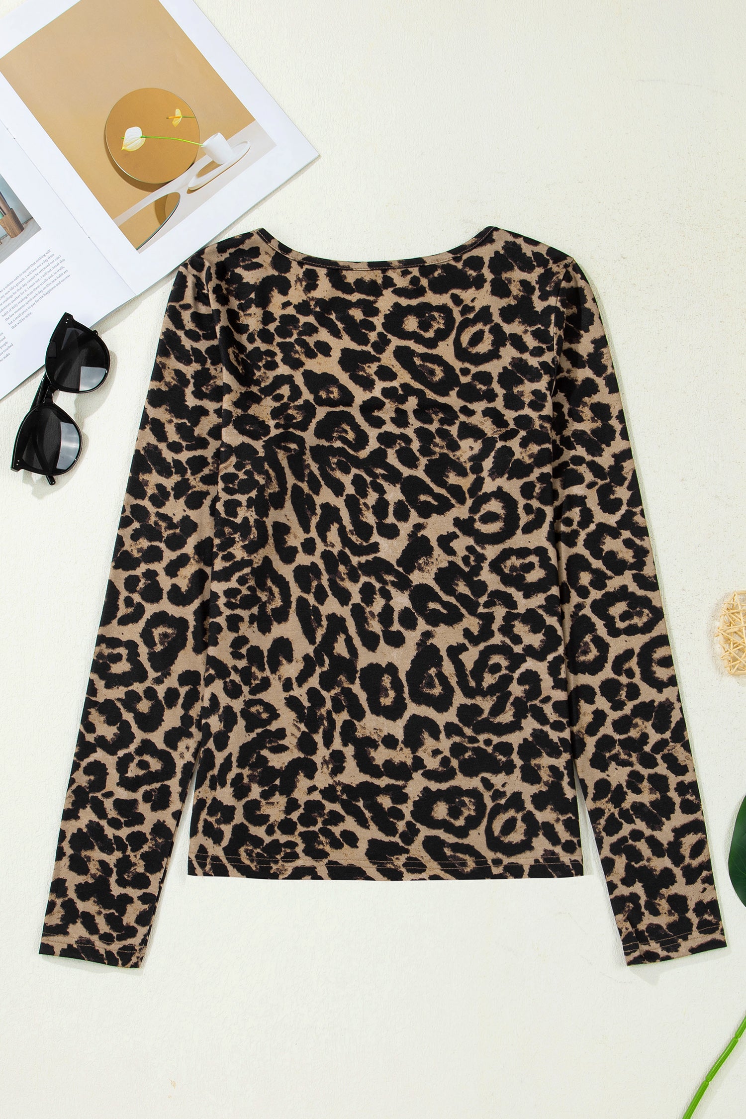 Print Slim Long Sleeve Top - Tops/Long Tops