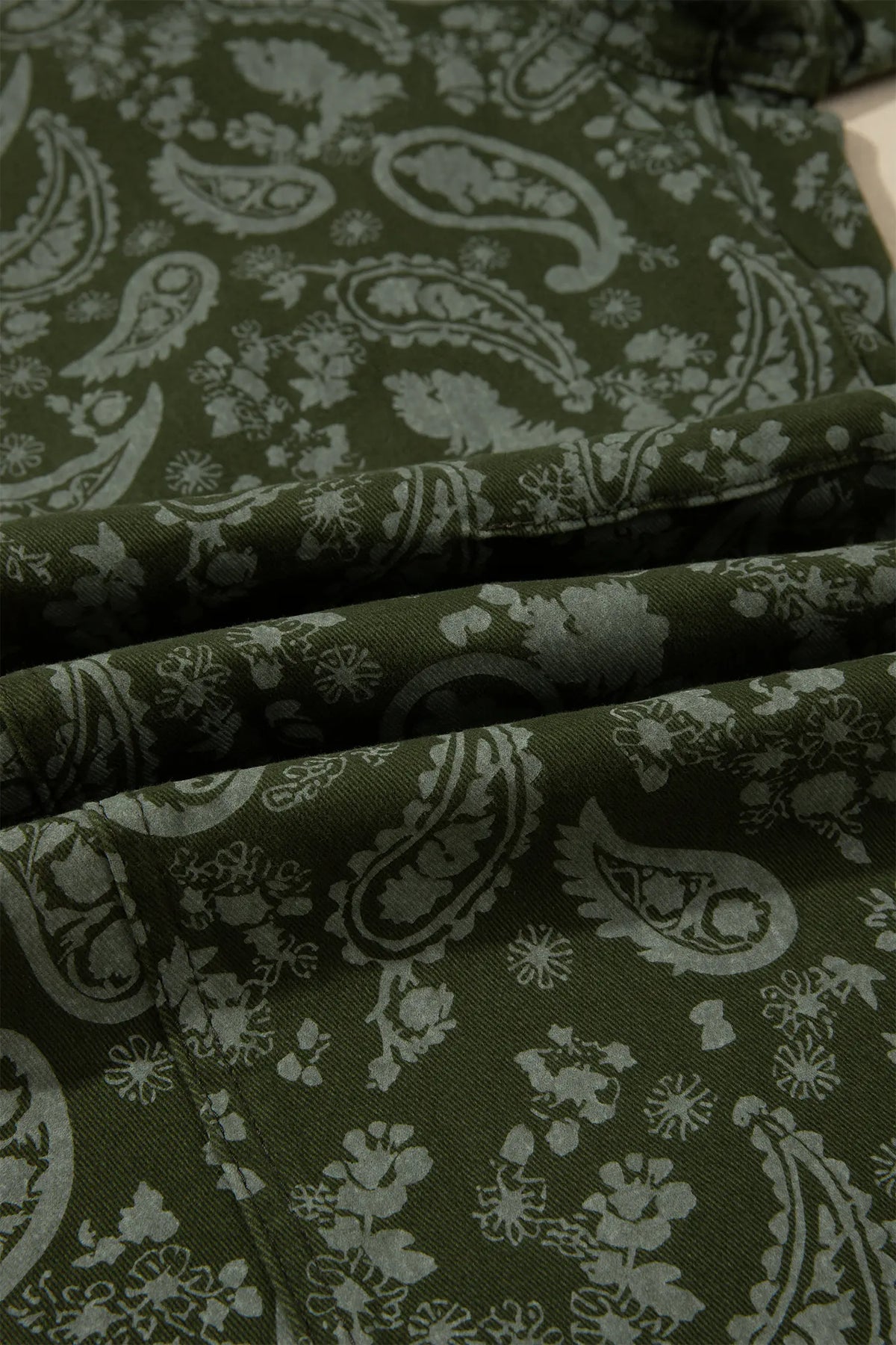 Paisley Print Harem Denim Pants – Green