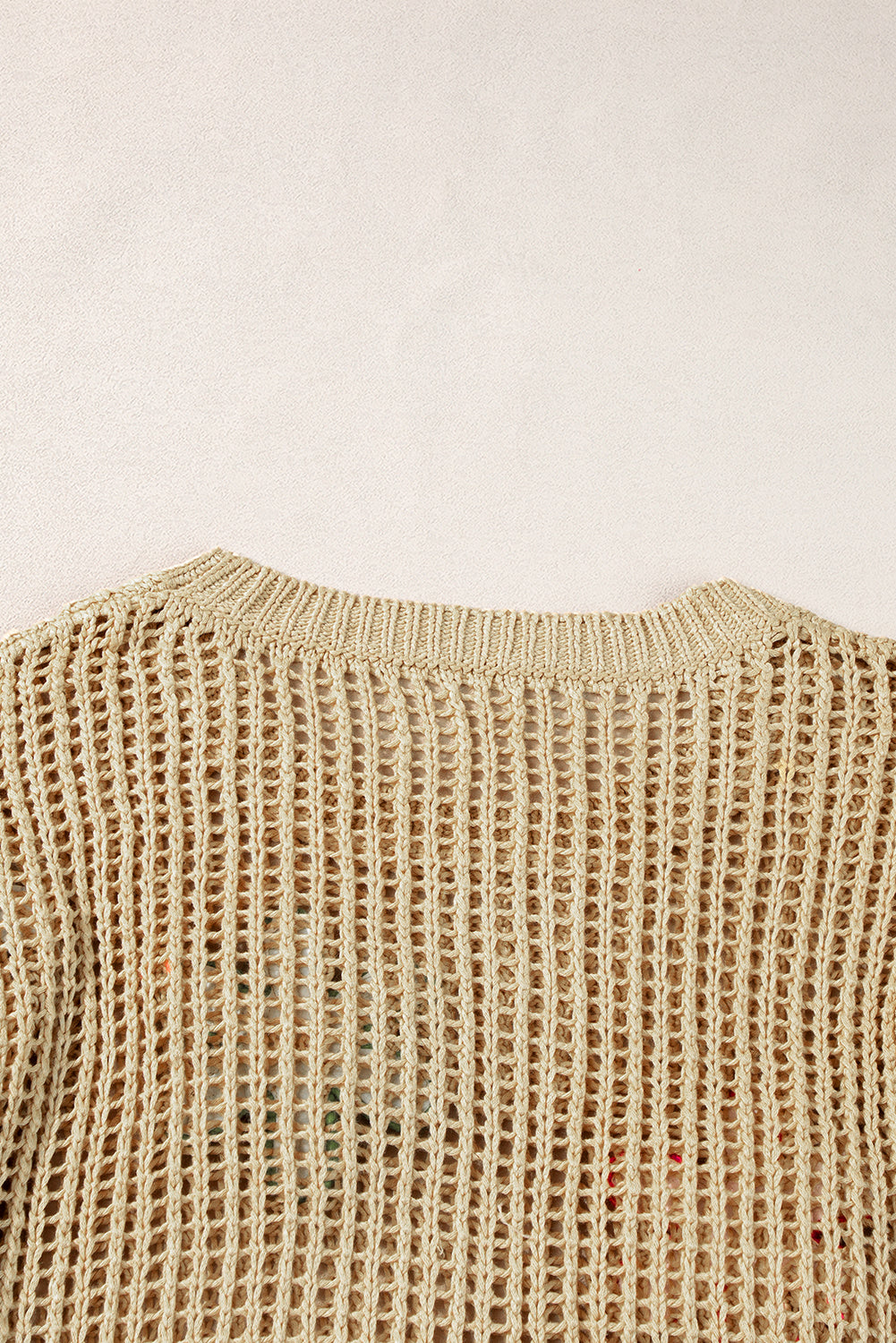 Light French Beige Crochet Flower Hollow-out Sweater eAura