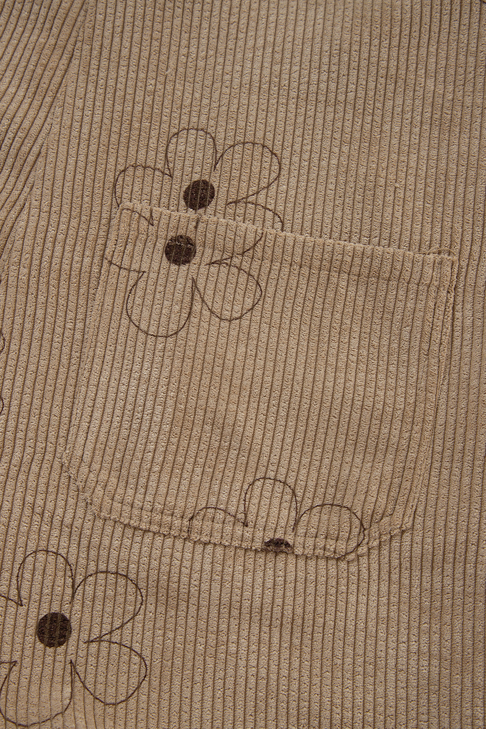 Khaki Flower Print Corduroy Overalls eAura
